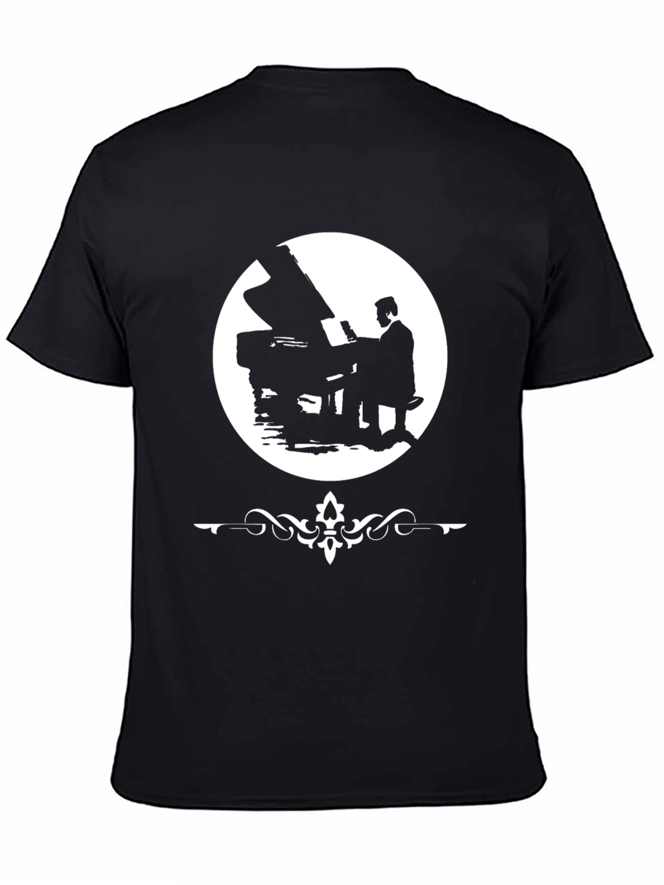 Black Piano Player Graphic Tee - Stylish Music Lover T-Shirt view 4