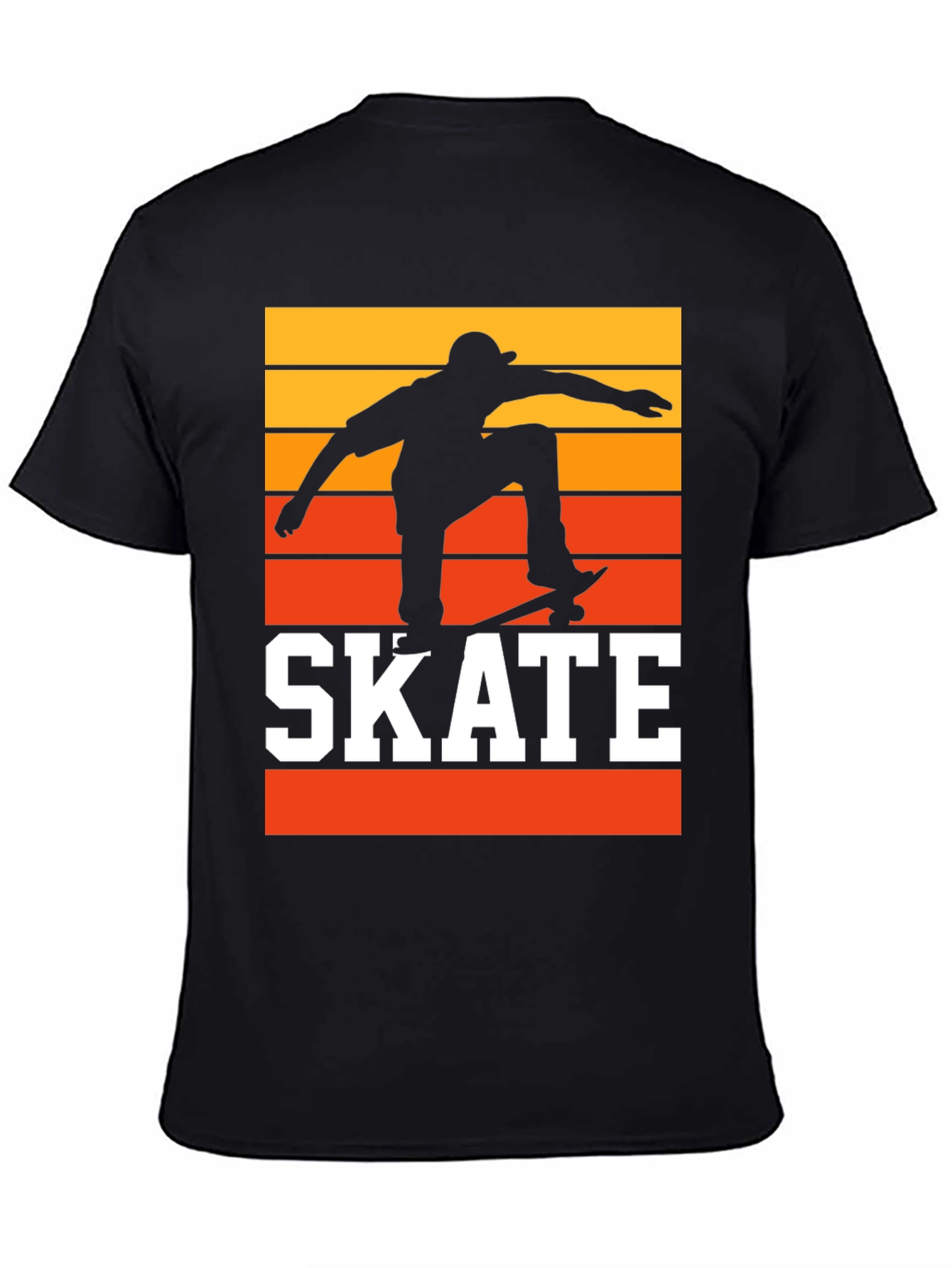 Black Retro Skateboarding T-Shirt - Sunset Skater Tee view 4