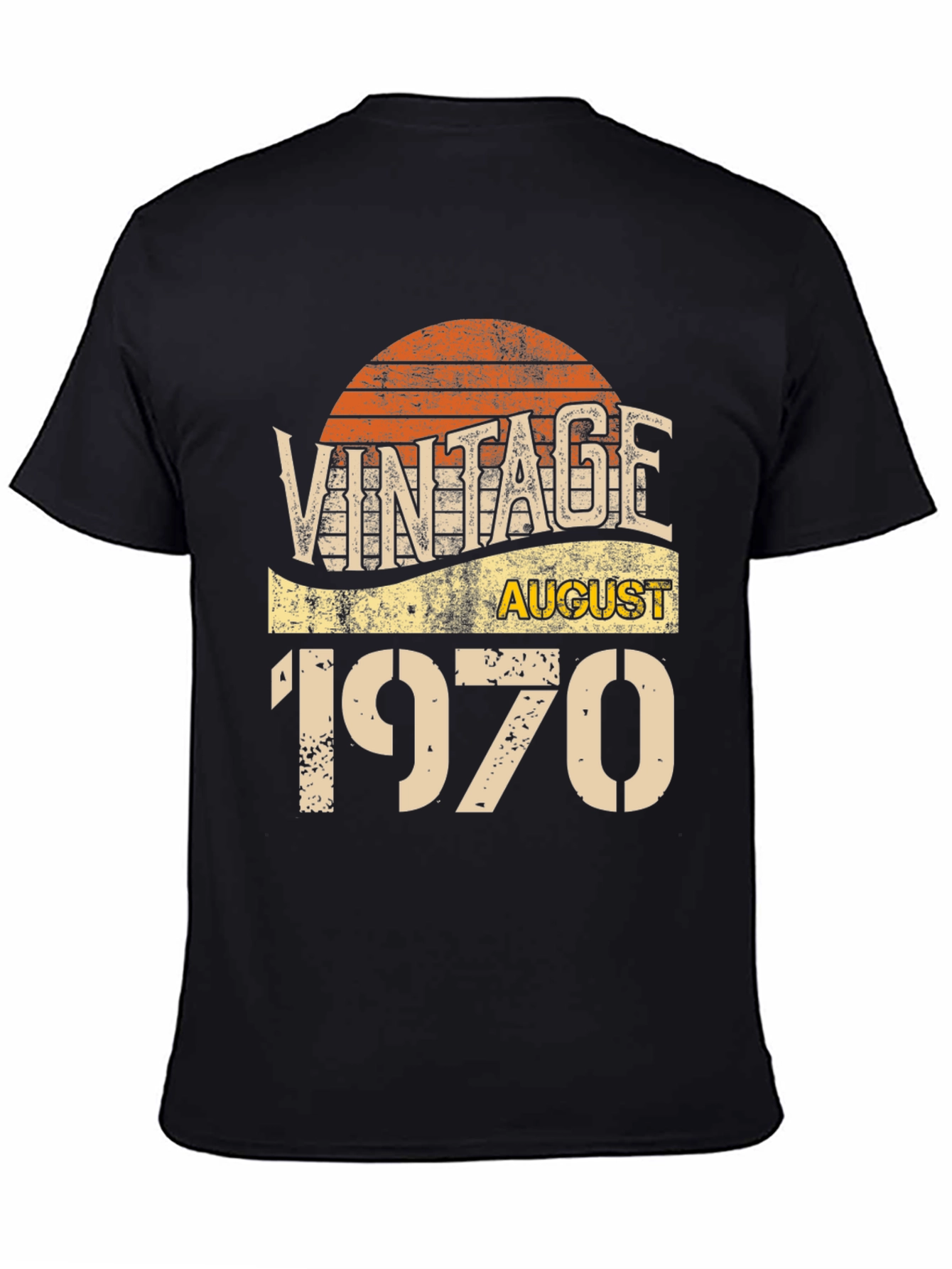 Black Vintage August 1970 Birthday T-Shirt view 4