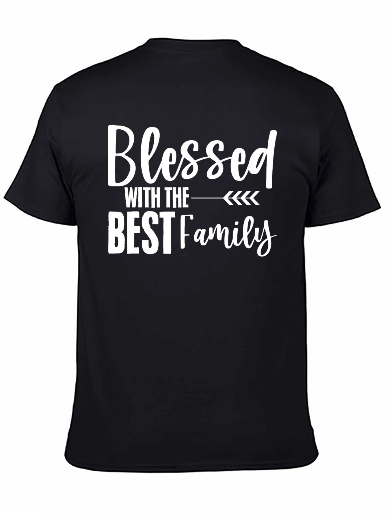 Black Blessed Family Graphic Tee - Soft Cotton Blend Shirt view 4