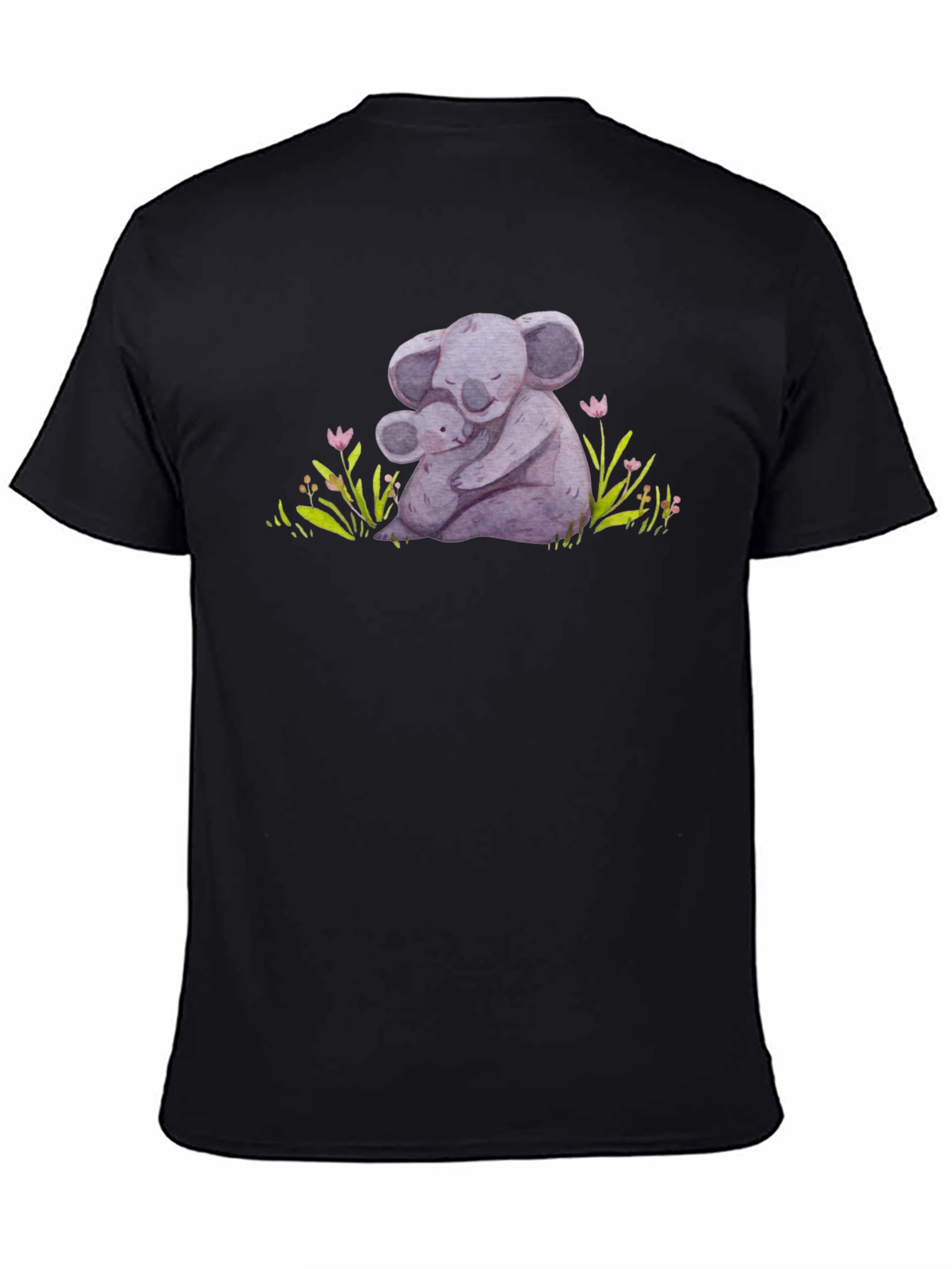 Black Koala Hug Graphic Tee - Soft Comfort view 4