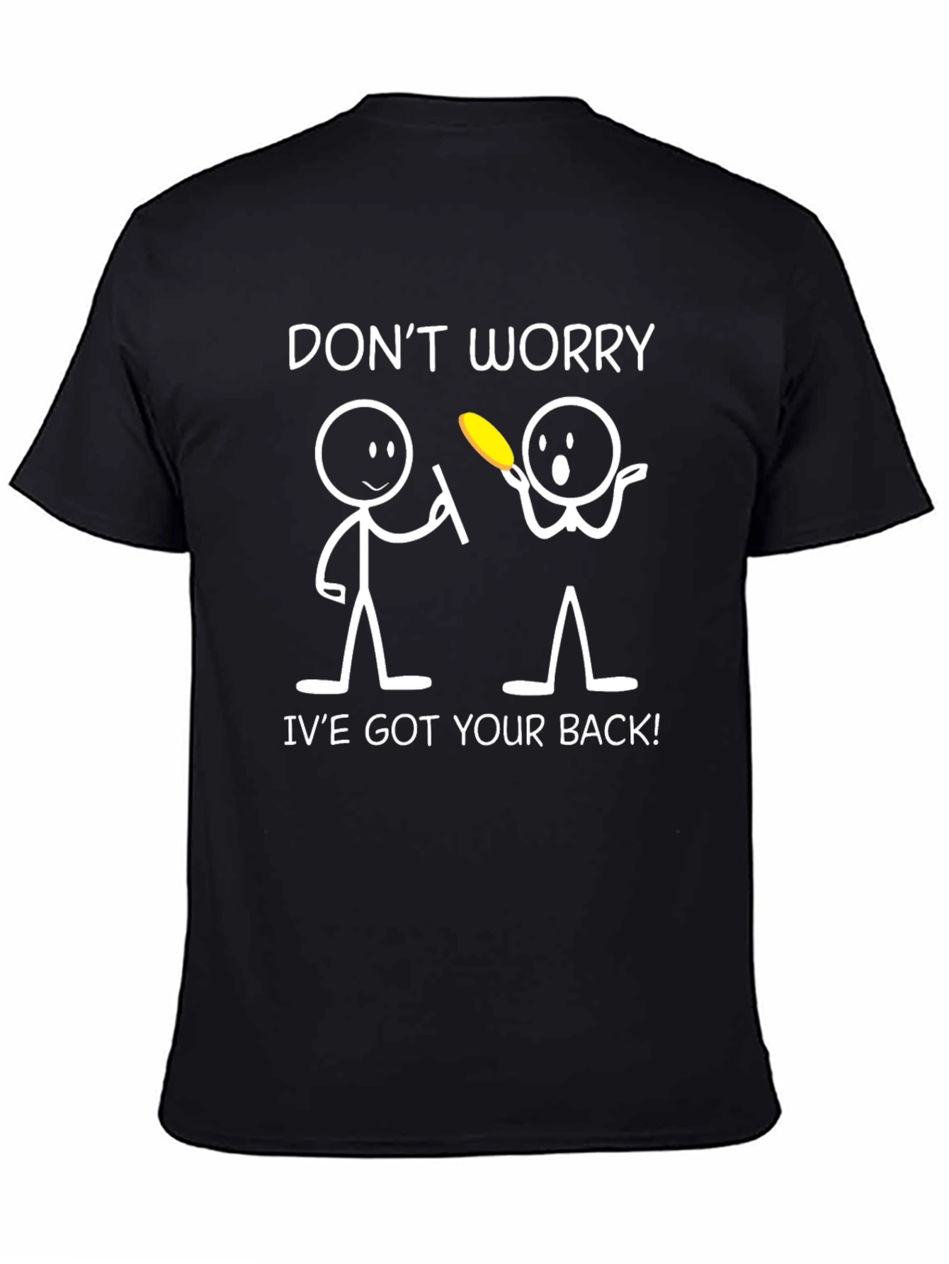 Black Funny Stick Figure Back Scratch T-Shirt view 4