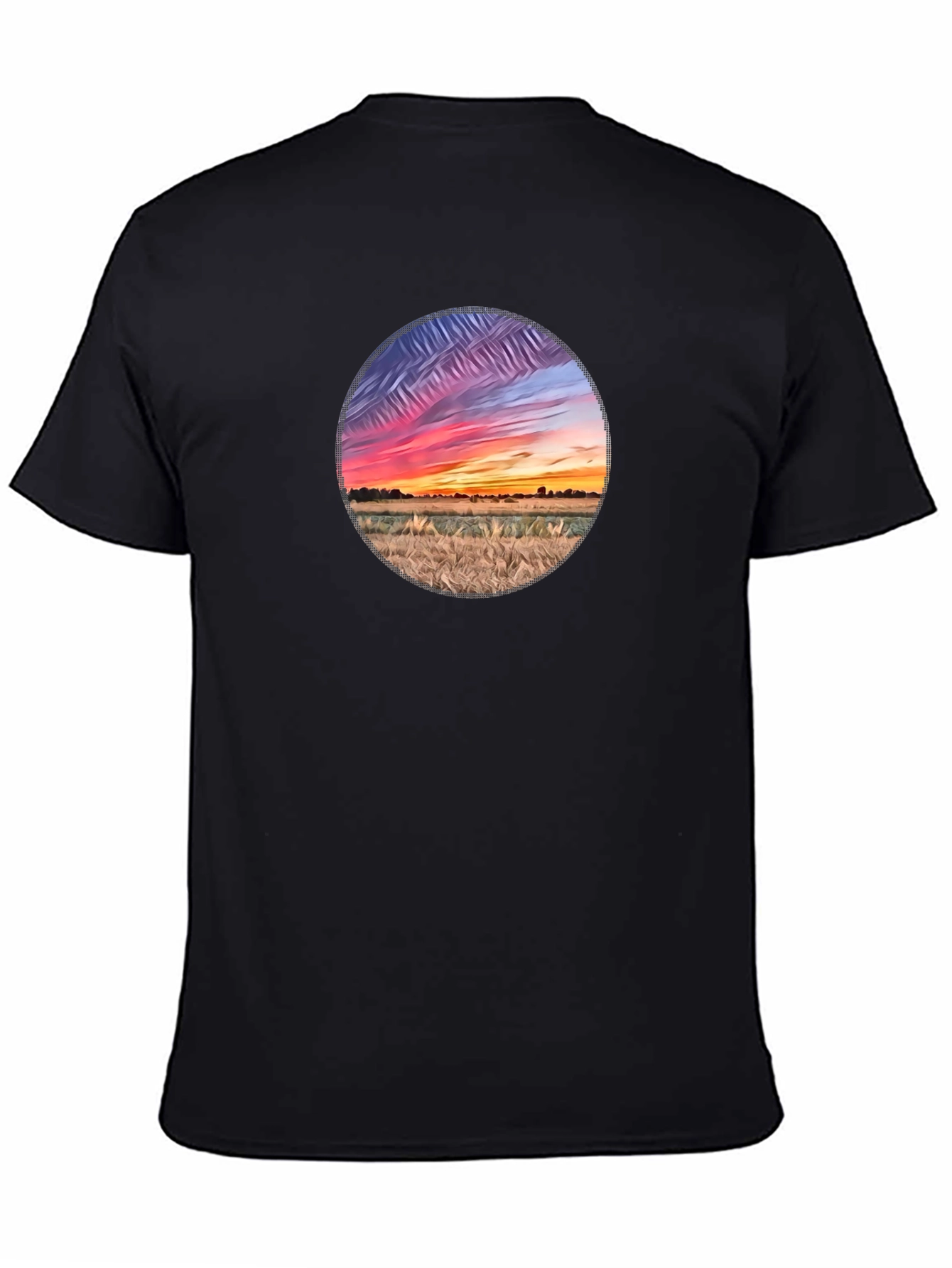 Black Sunset Field Graphic Tee - Black Cotton Blend view 4