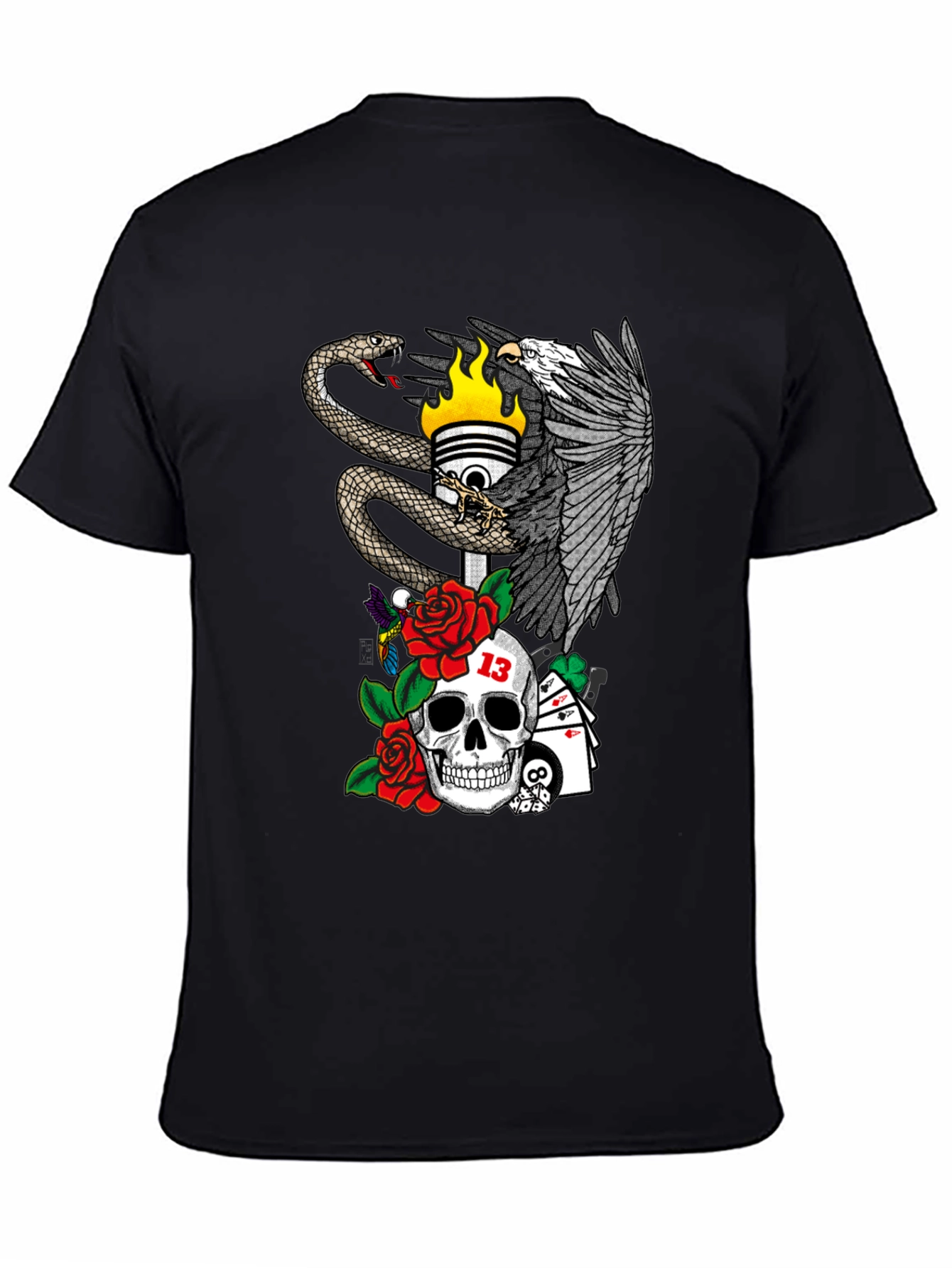 Black Eagle Snake Skull T-Shirt view 4