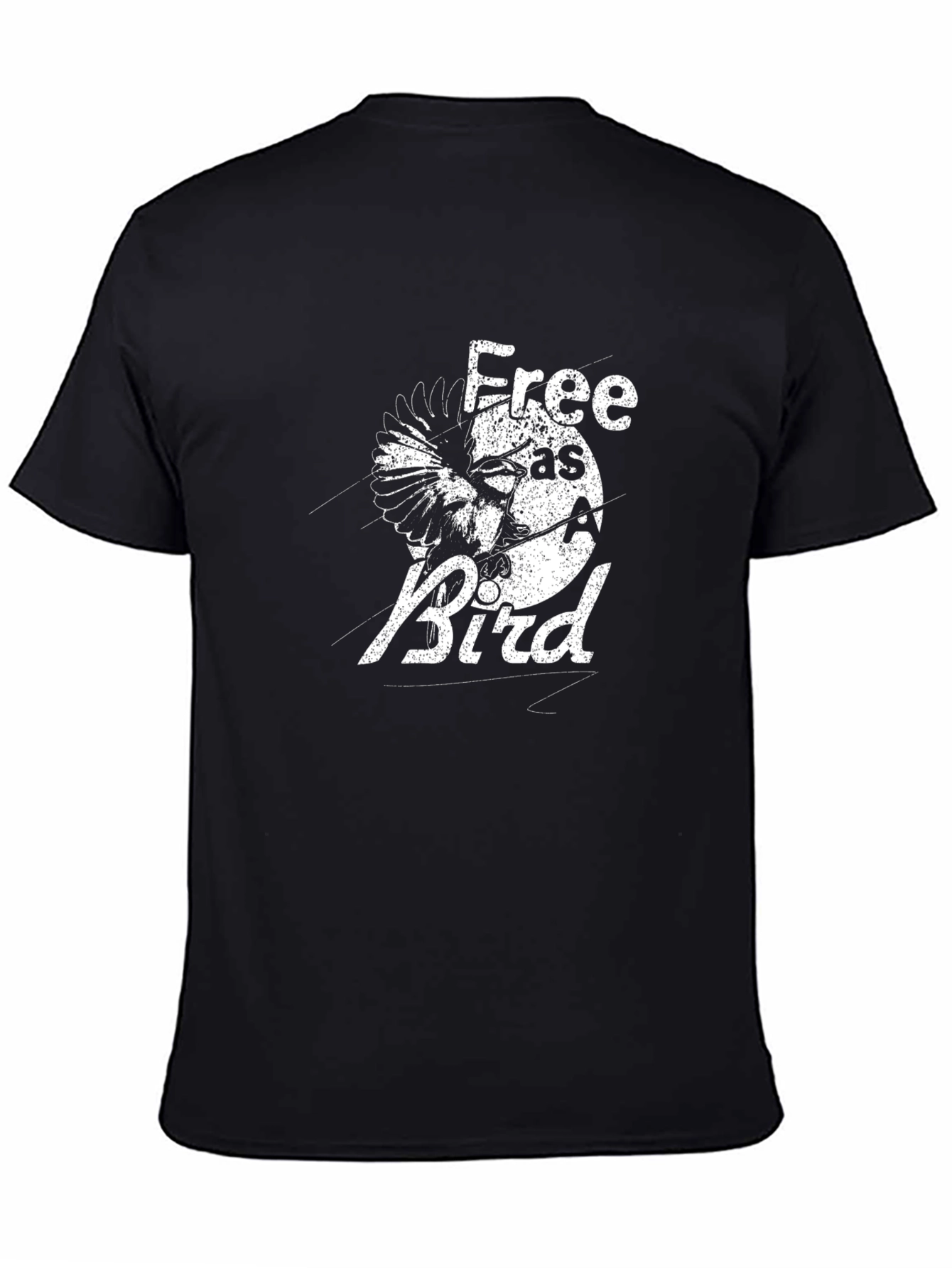Black Free as a Bird Graphic Tee - Black Cotton Comfort view 4