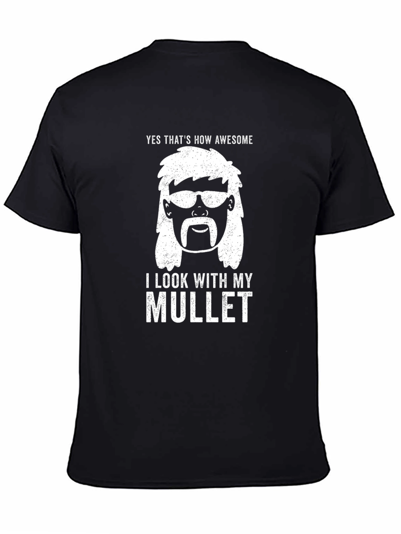 Black Awesome Mullet T-Shirt - Funny Graphic Tee view 4