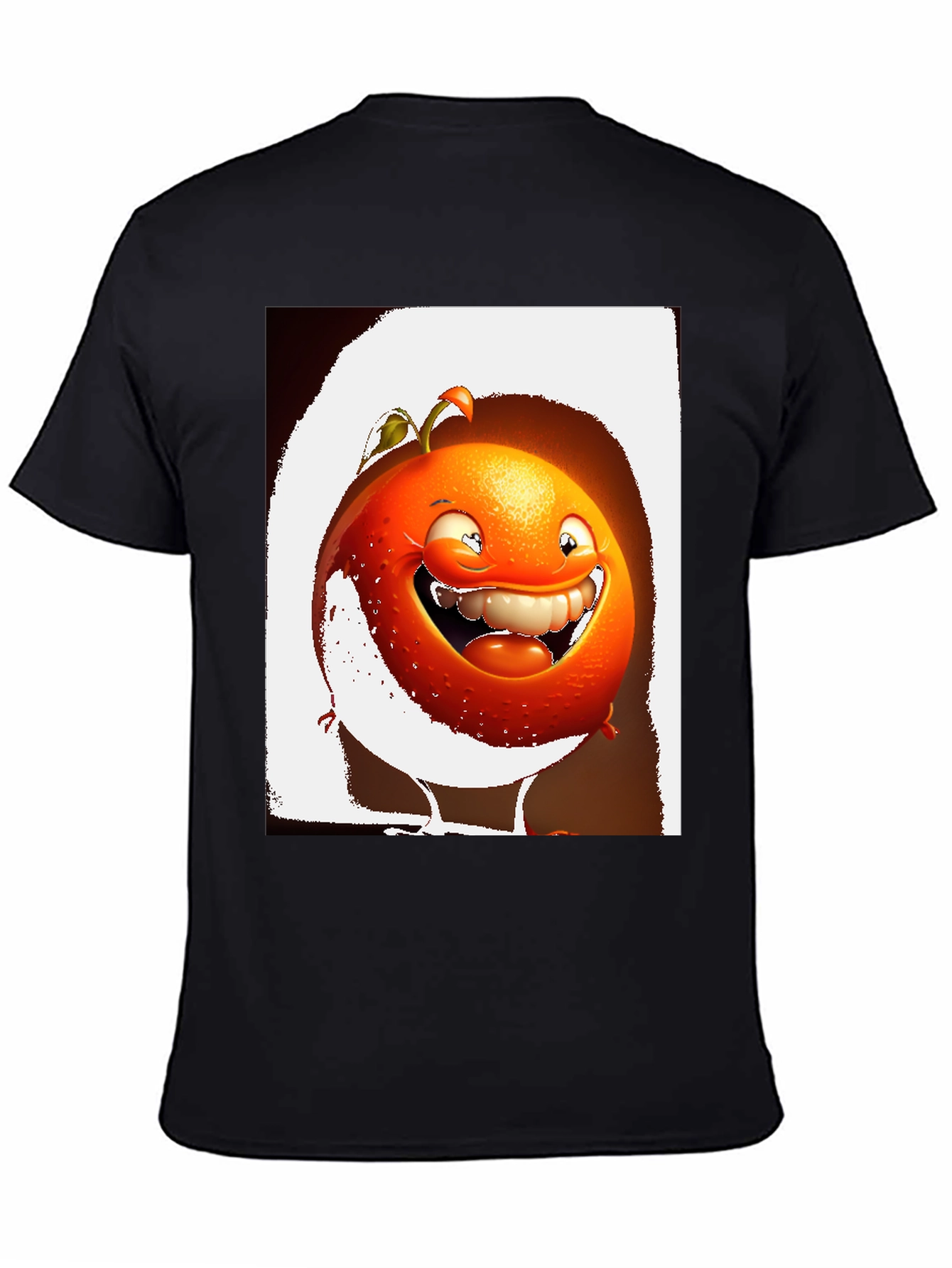 Black Funny Orange Cartoon Graphic Black T-Shirt view 4