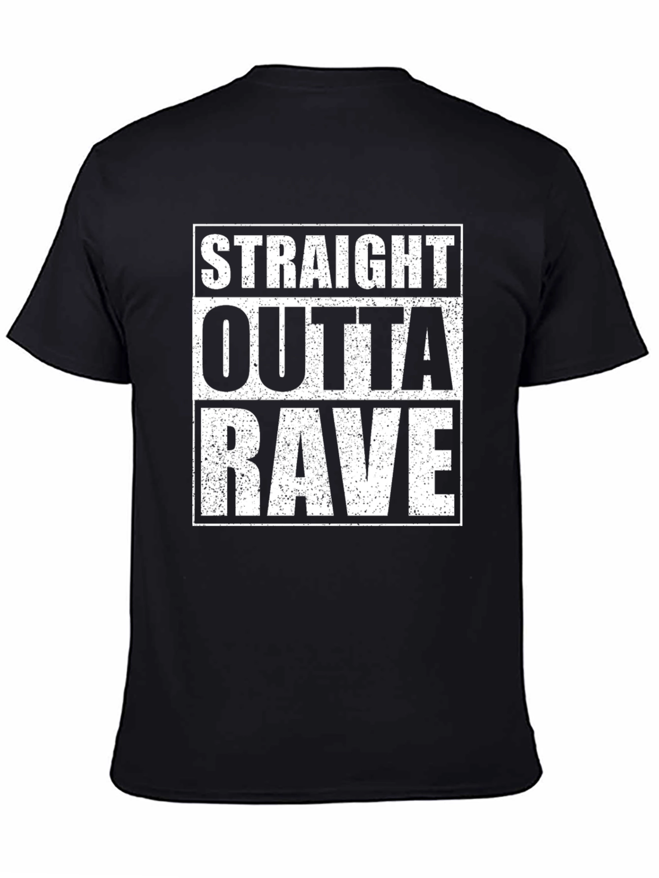 Black Straight Outta Rave Graphic Tee - Black Cotton T-Shirt view 4