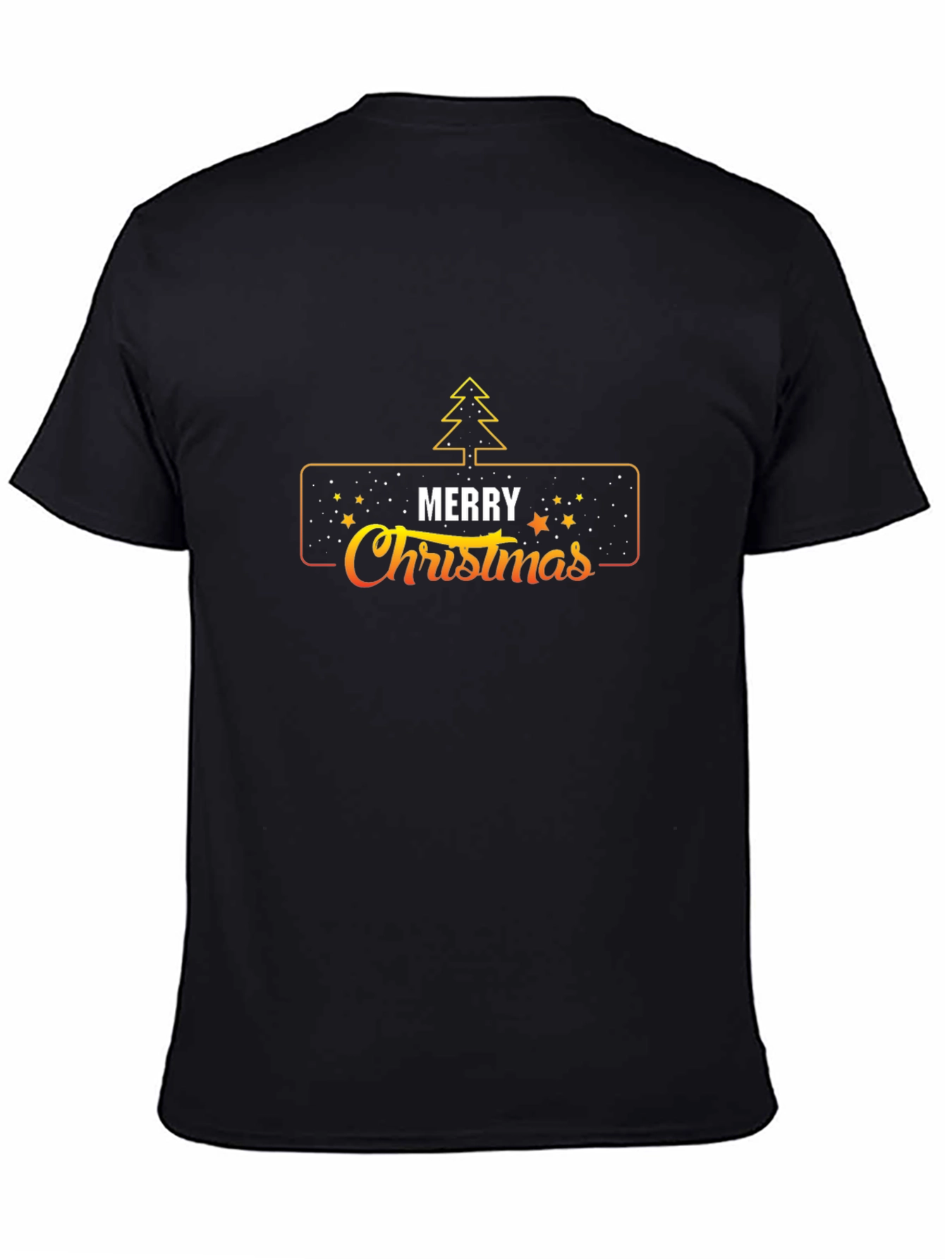 Black Merry Christmas Graphic Print Black T-Shirt view 4