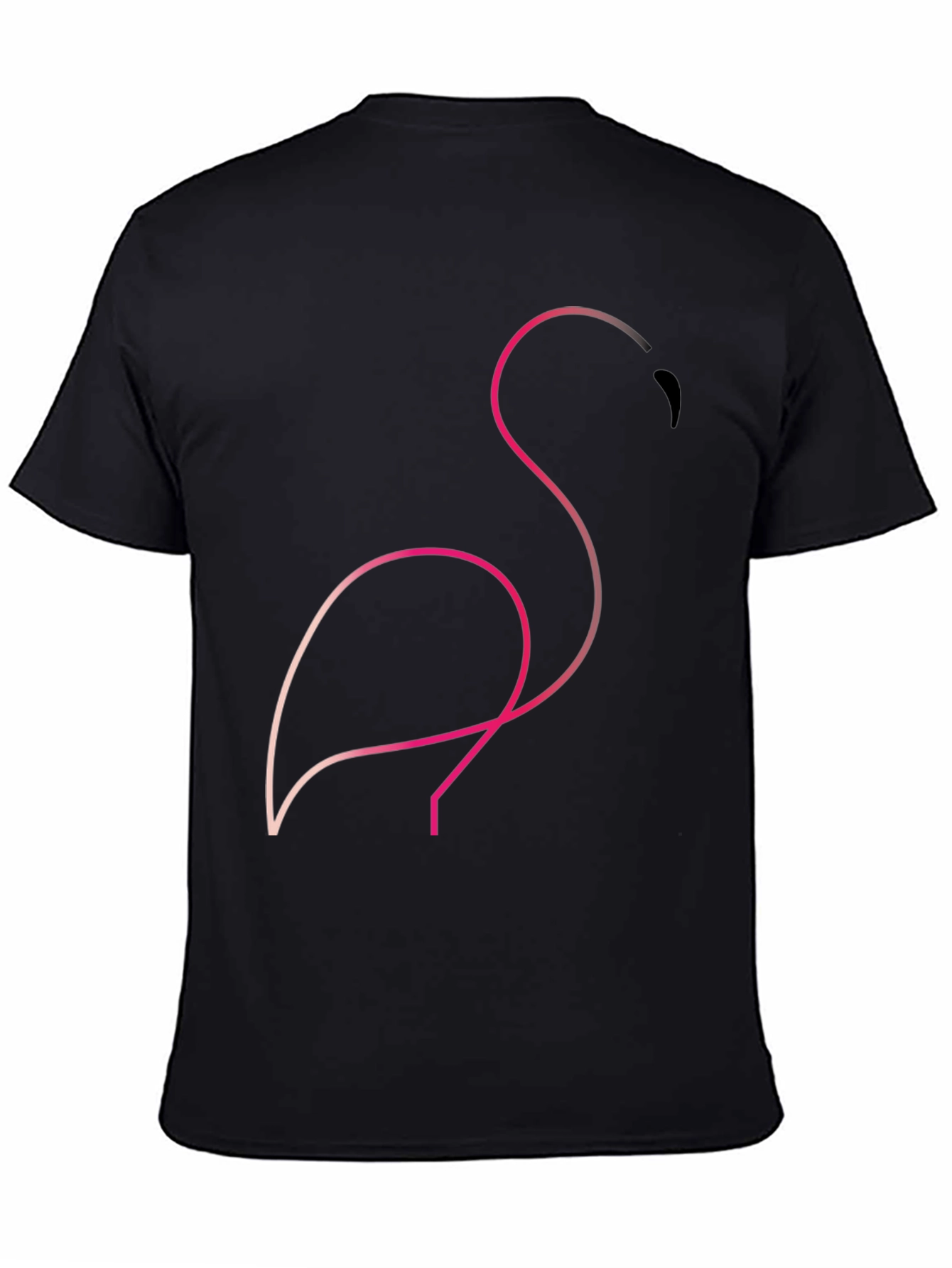 Black Minimalist Flamingo Graphic Tee - Black view 4