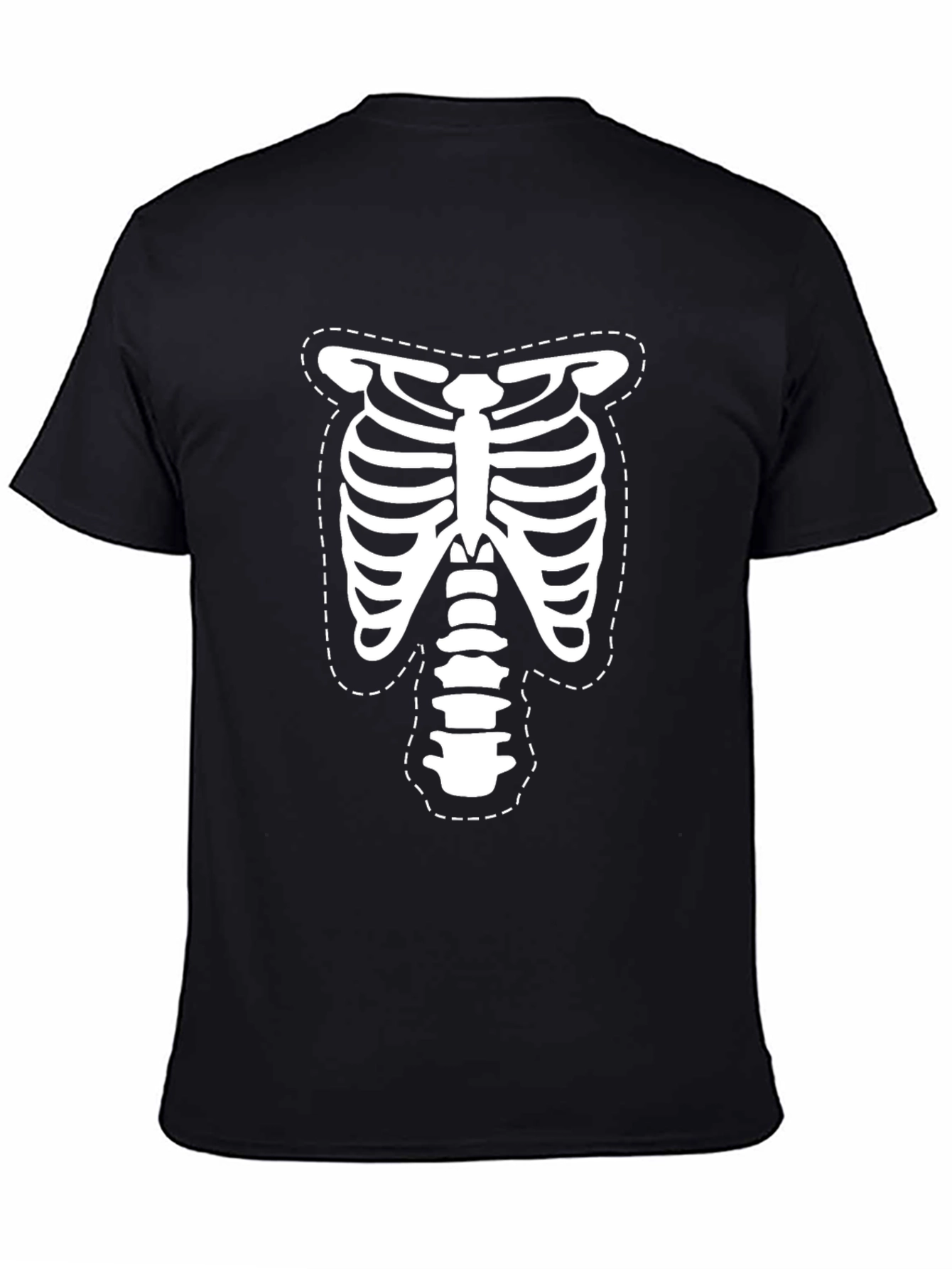 Black Skeleton Ribcage T-Shirt - Halloween Costume Tee view 4