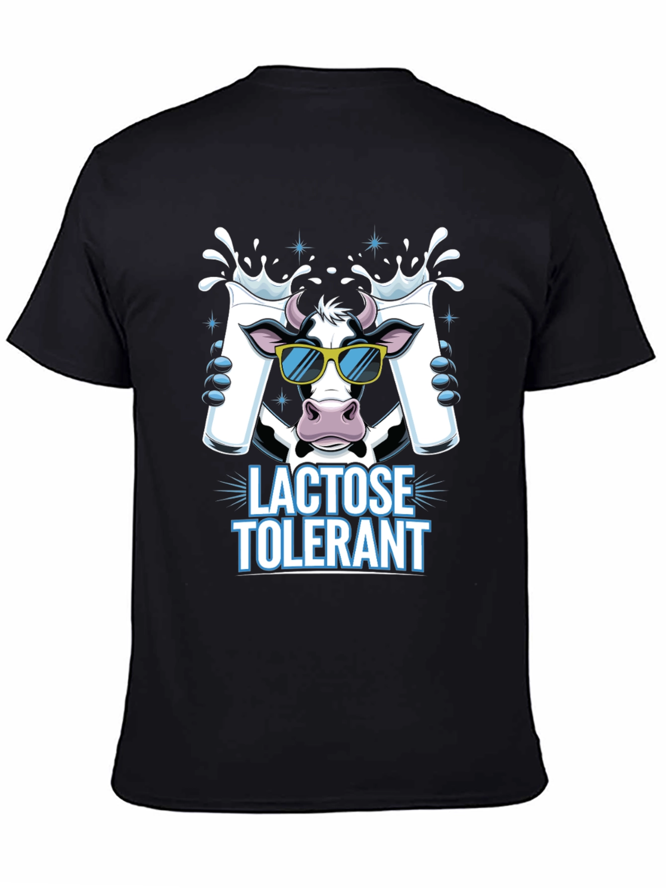 Black Lactose Tolerant Cow T-Shirt, Milk Lover Tee view 4