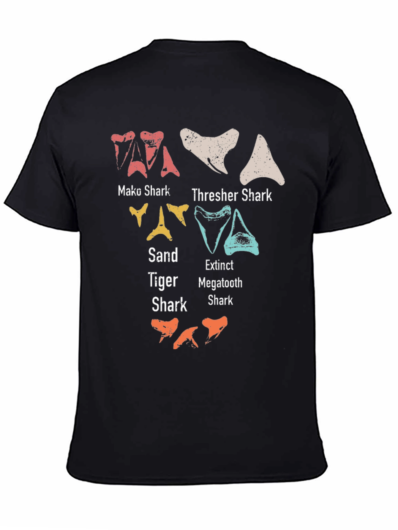 Black Shark Teeth Types T-Shirt - Marine Biology Tee view 4