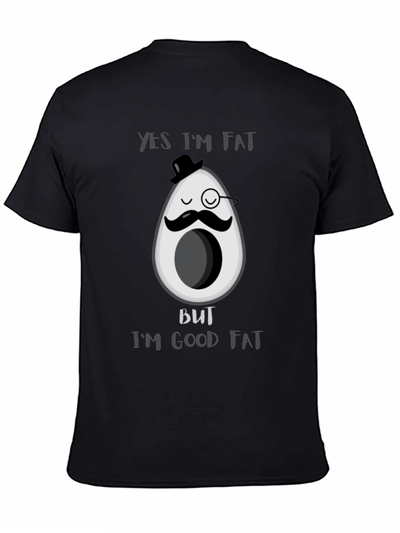 Black Funny Avocado Good Fat T-Shirt - Mens Graphic Tee view 4