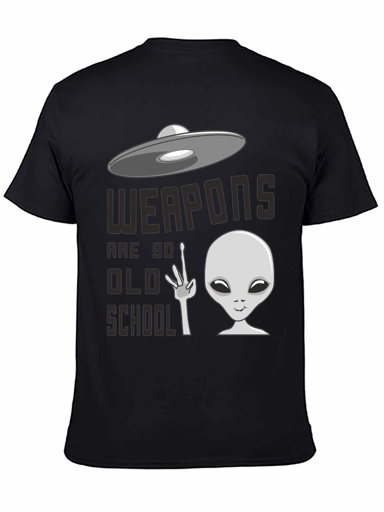 Black Weapons are so Old School UFO Alien Graphic Tee view 4