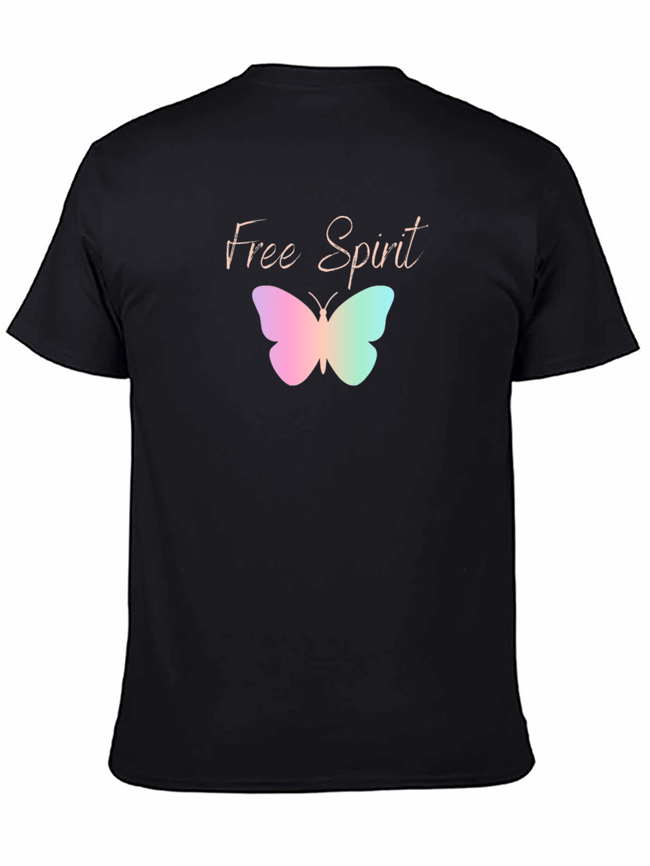 Black Free Spirit Butterfly Graphic Black T-Shirt view 4