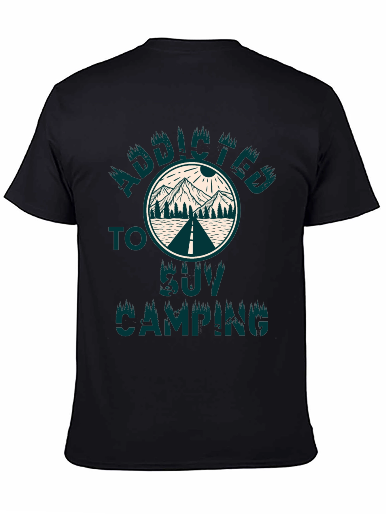 Black Addicted to SUV Camping T-Shirt view 4