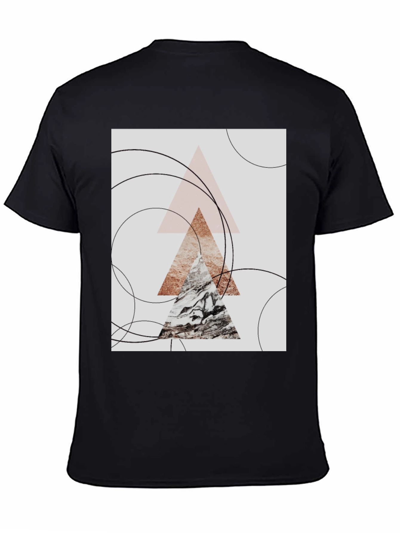 Black Abstract Geometric Graphic Tee view 4