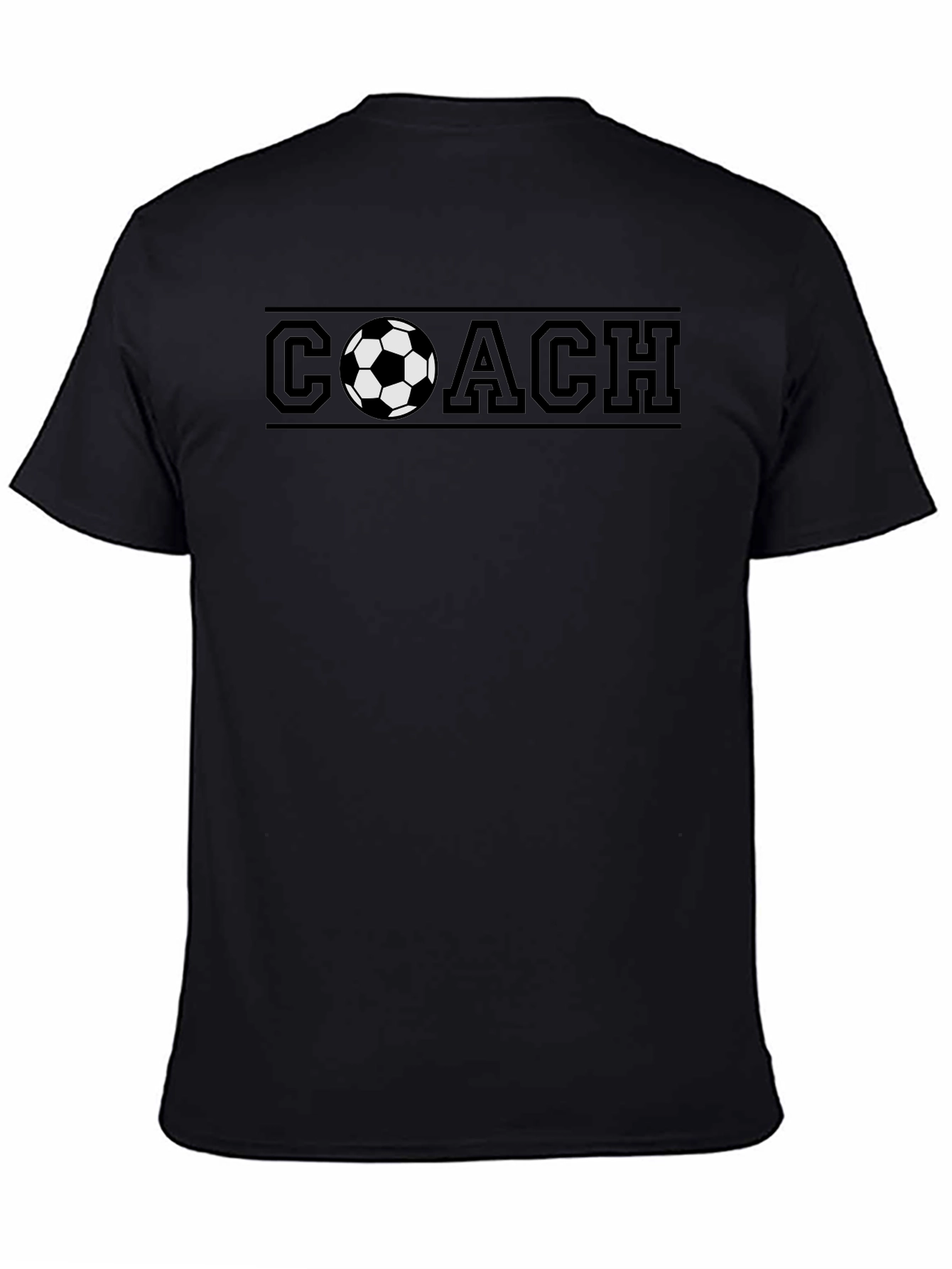 Black Soccer Coach T-Shirt - Black Crew Neck Tee view 4