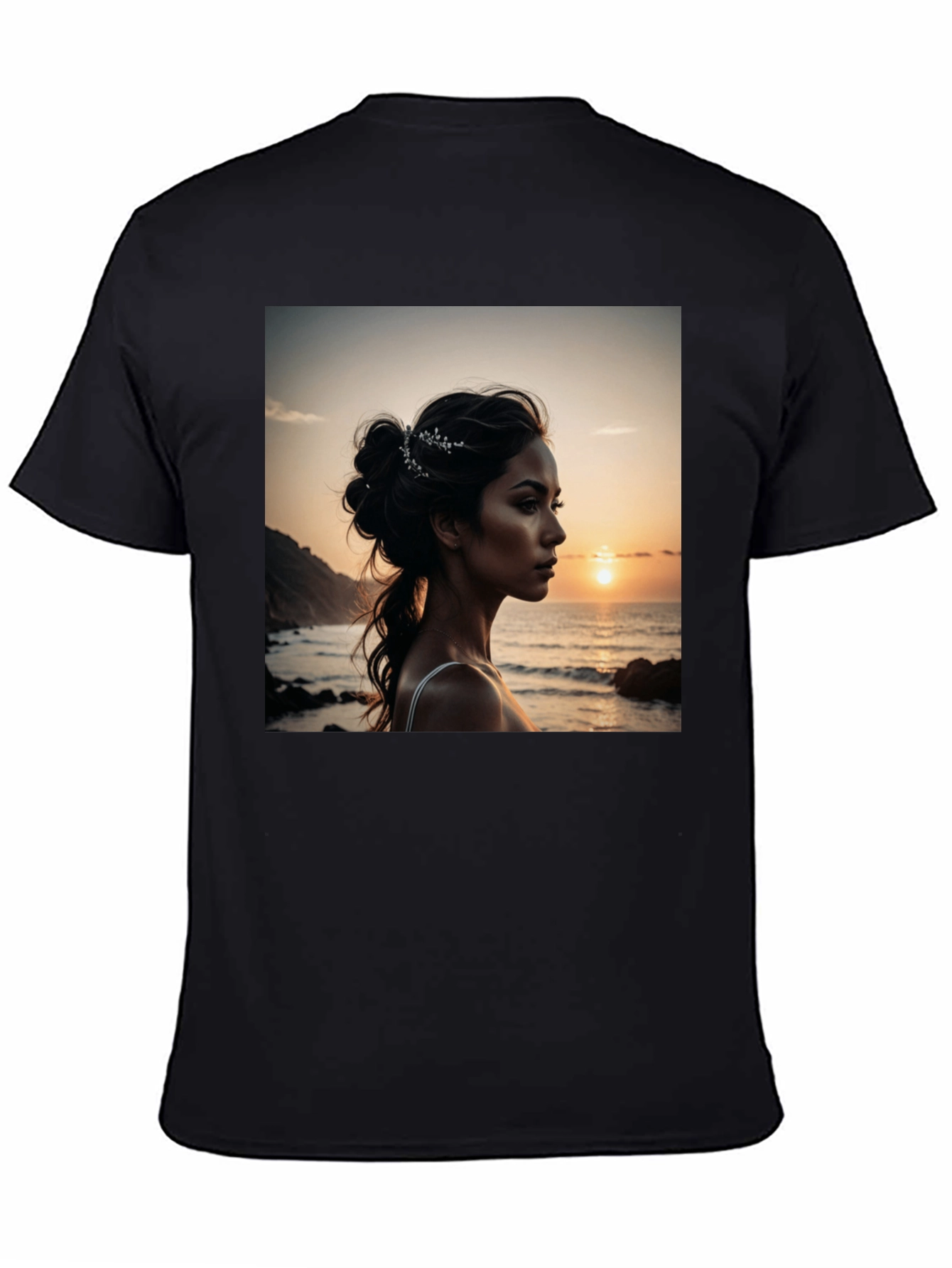 Black Sunset Beauty Graphic Tee - Classic Black Cotton view 4