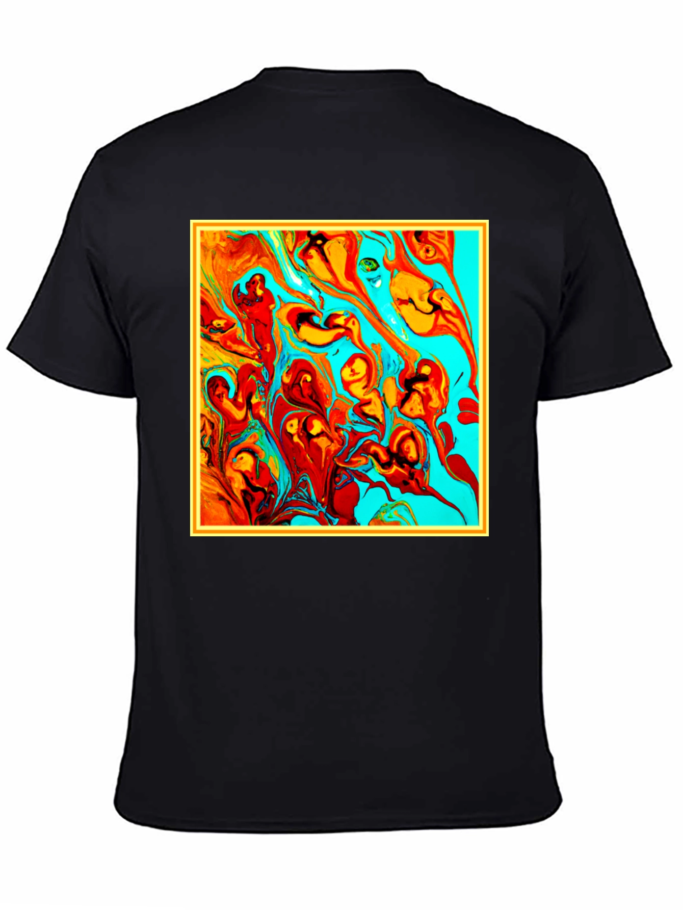 Black Abstract Art Graphic Tee - Unique Men's T-Shirt view 4