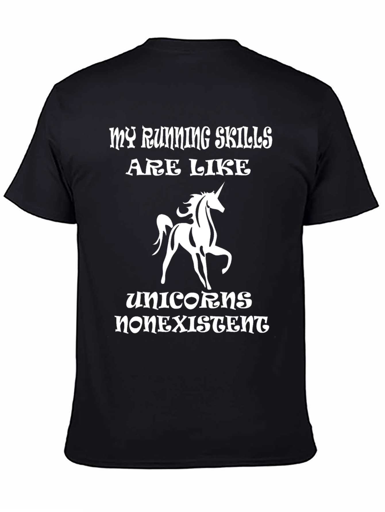 Black Funny Unicorn Running Skills Graphic Tee view 4