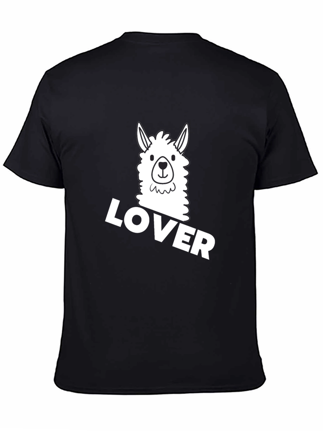 Black Llama Lover Graphic Tee - Black Cotton T-Shirt view 4