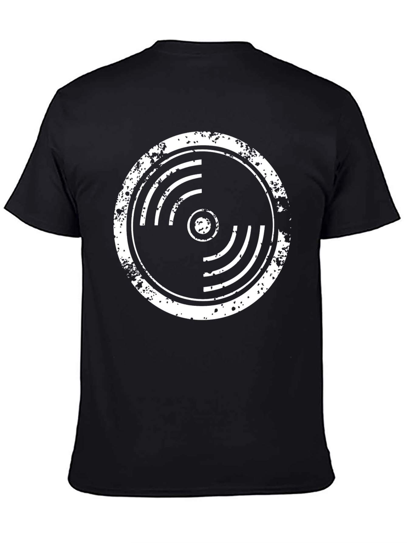 Black Distressed Vinyl Record Graphic T-Shirt view 4