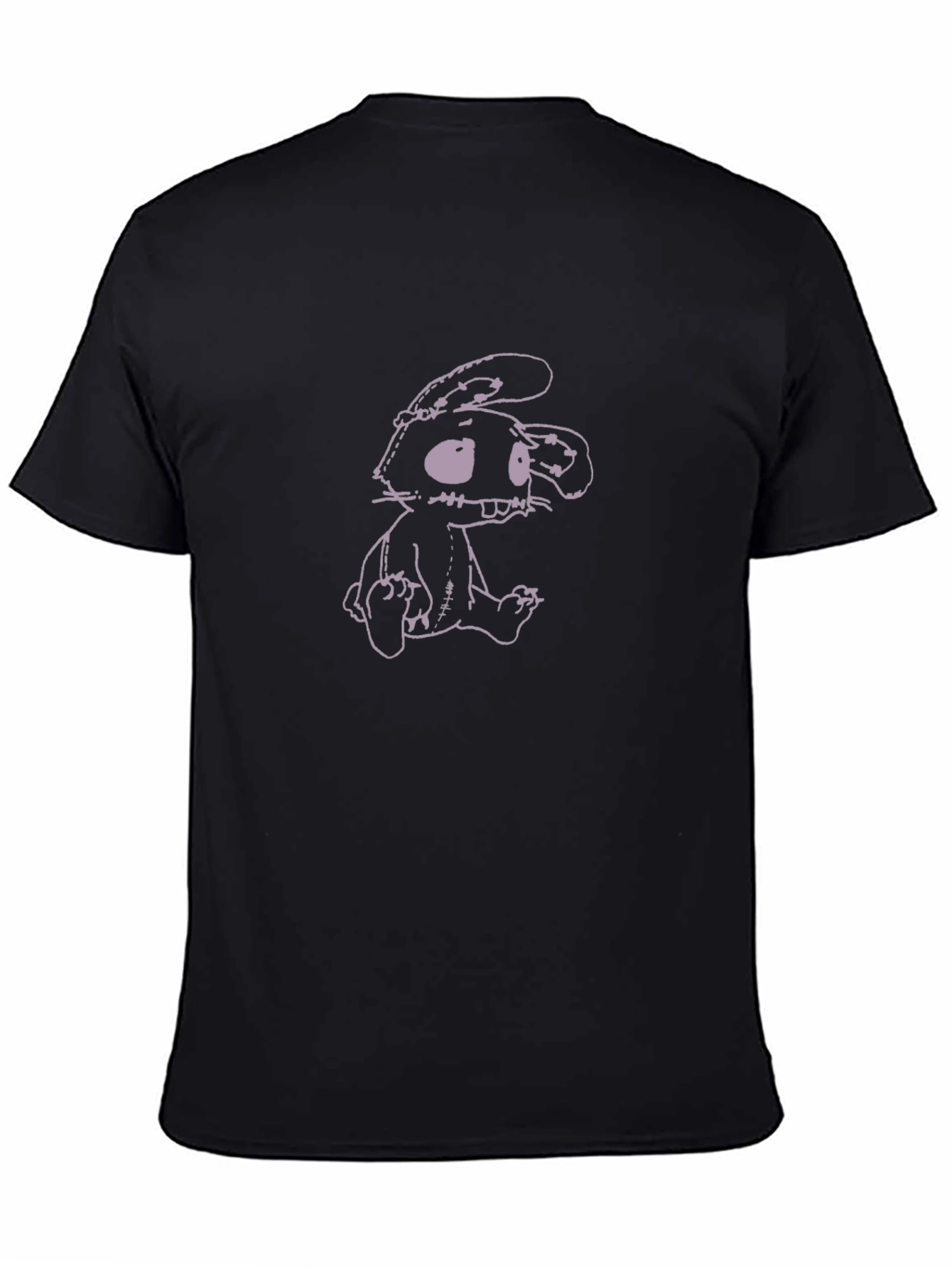 Black Men's Black T-Shirt with Cartoon Bunny Graphic view 4