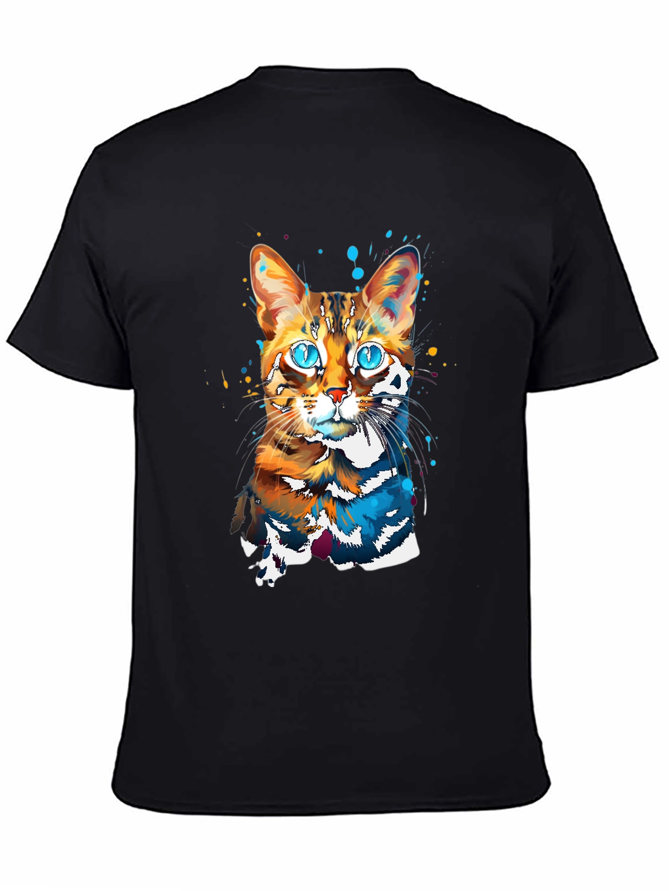 Black Vivid Cat Art Graphic Tee - Stylish & Unique Design view 4