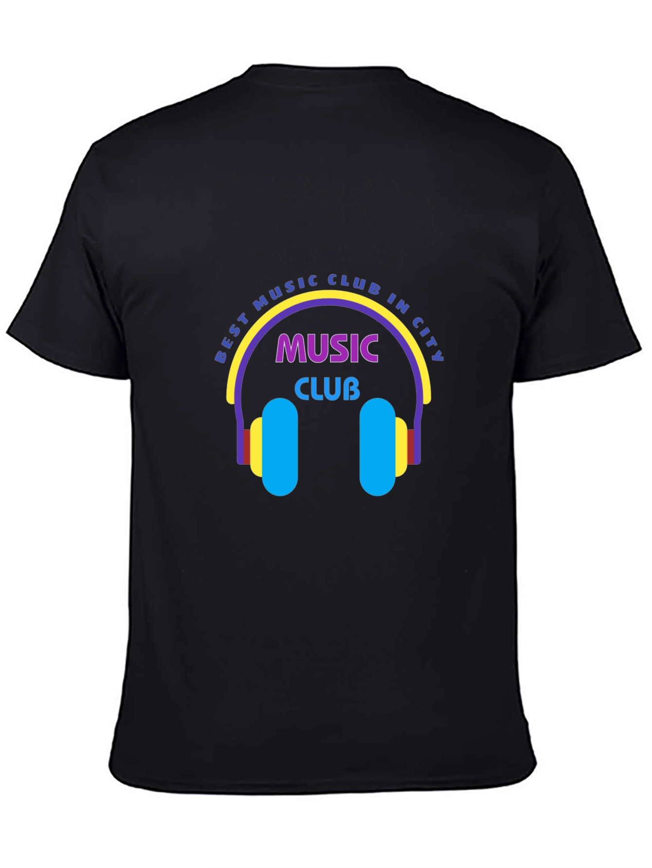 Black Best Music Club T-Shirt - Cool Headphones Design view 4