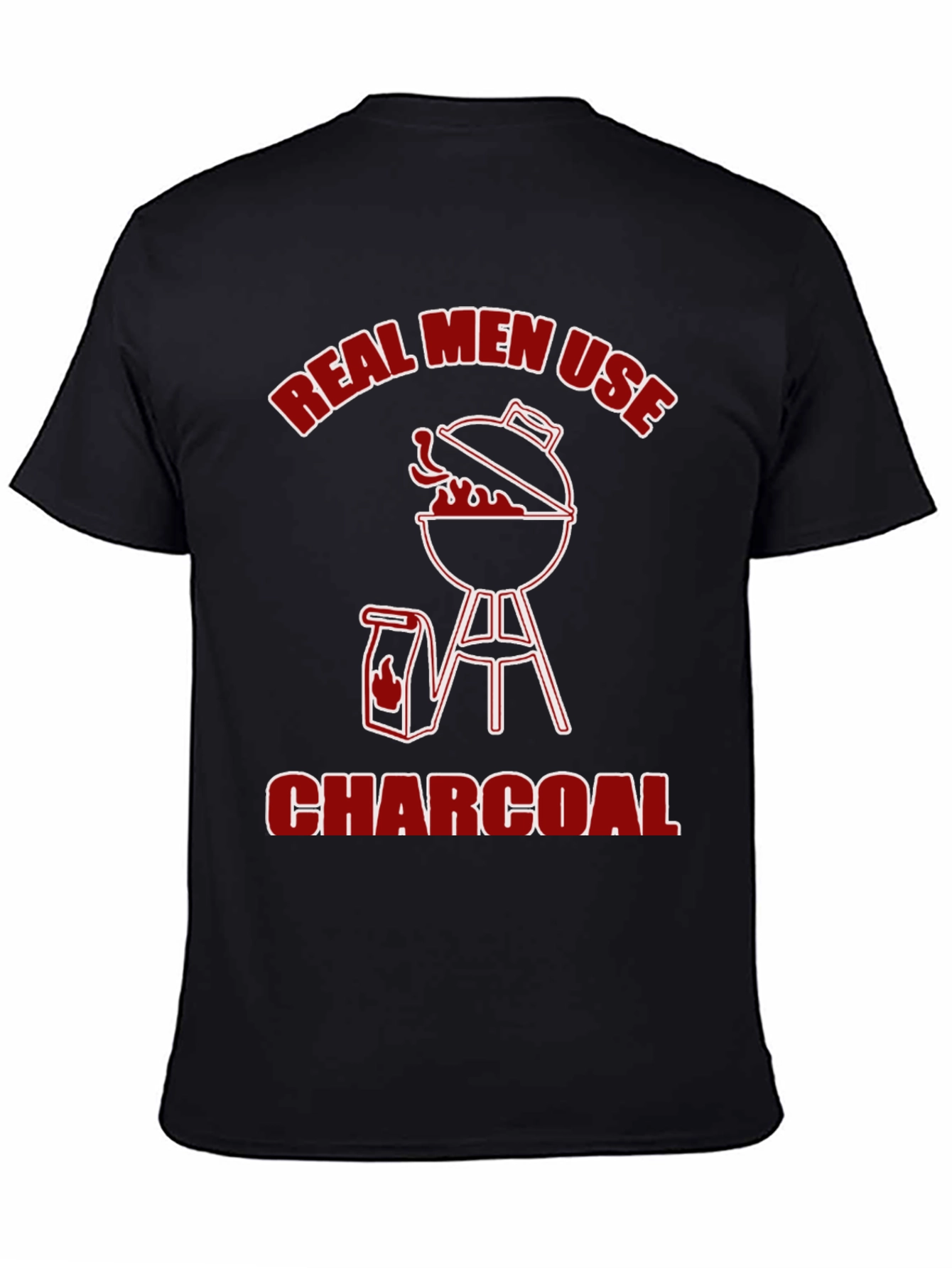 Black Real Men Use Charcoal T-Shirt - BBQ Grill Design view 4
