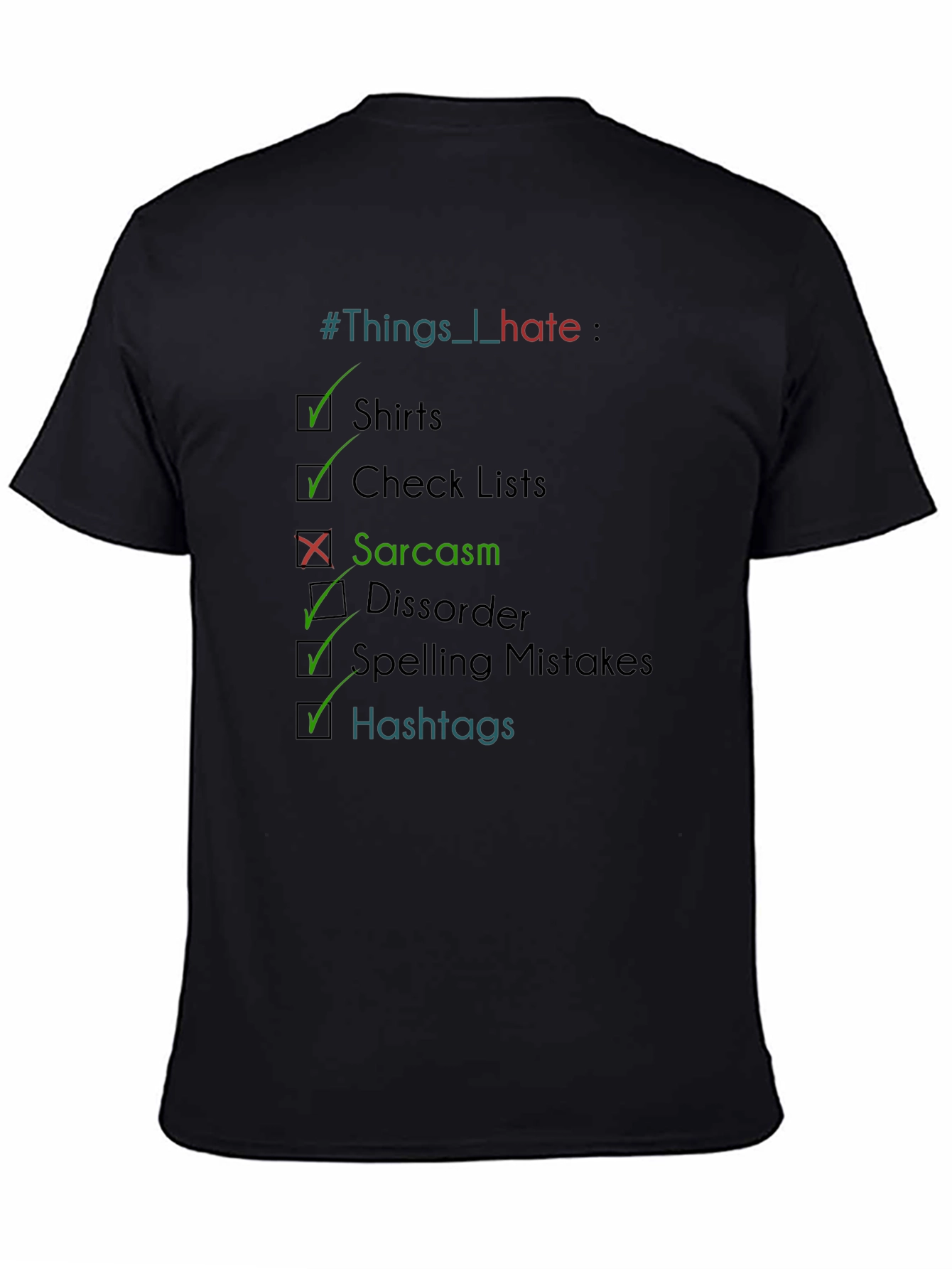 Black Sarcasm Check List Graphic T-Shirt view 4