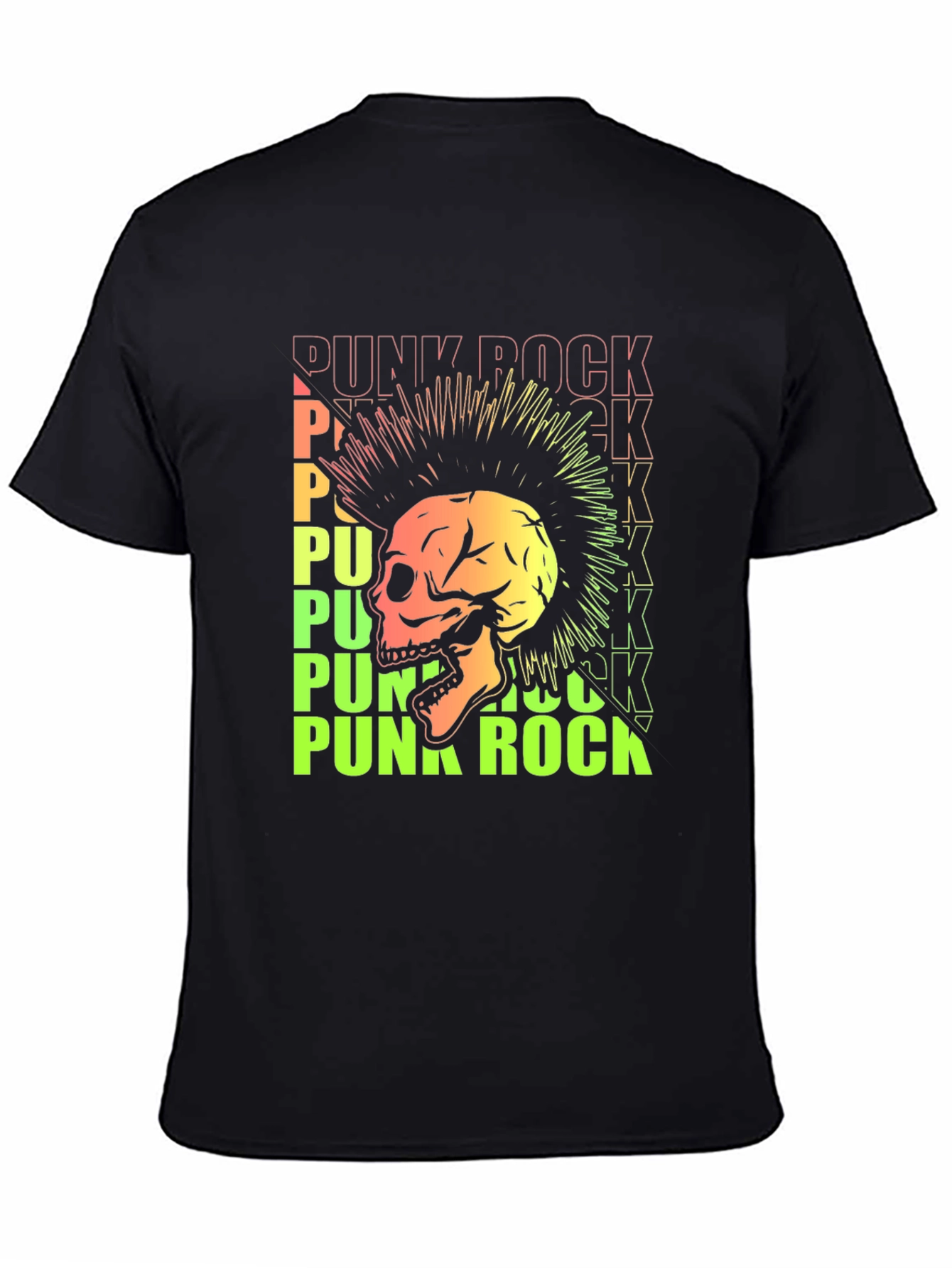 Black Punk Rock Skull Graphic Tee - Edgy Style view 4