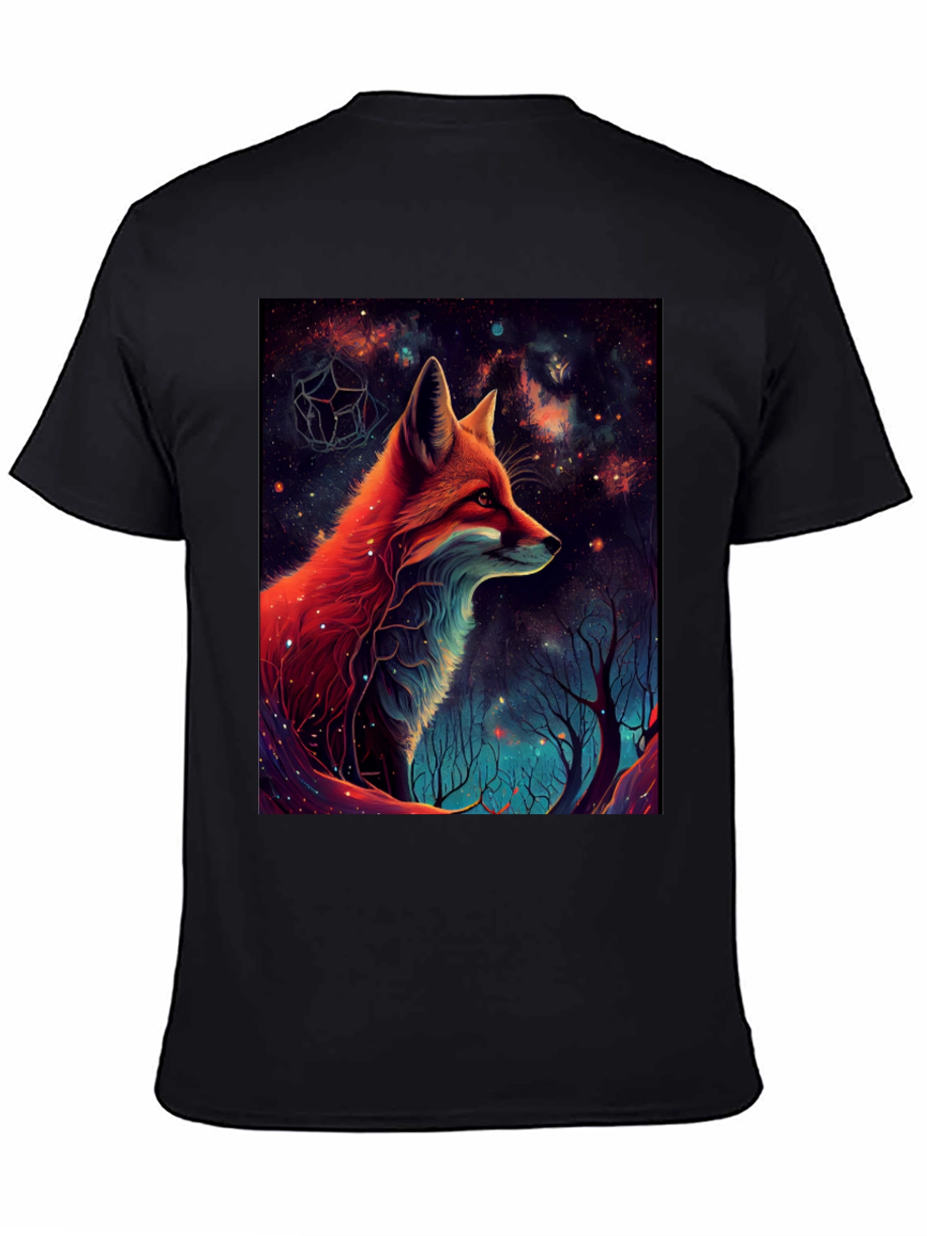 Black Cosmic Fox Graphic Tee - Men's Black T-Shirt view 4