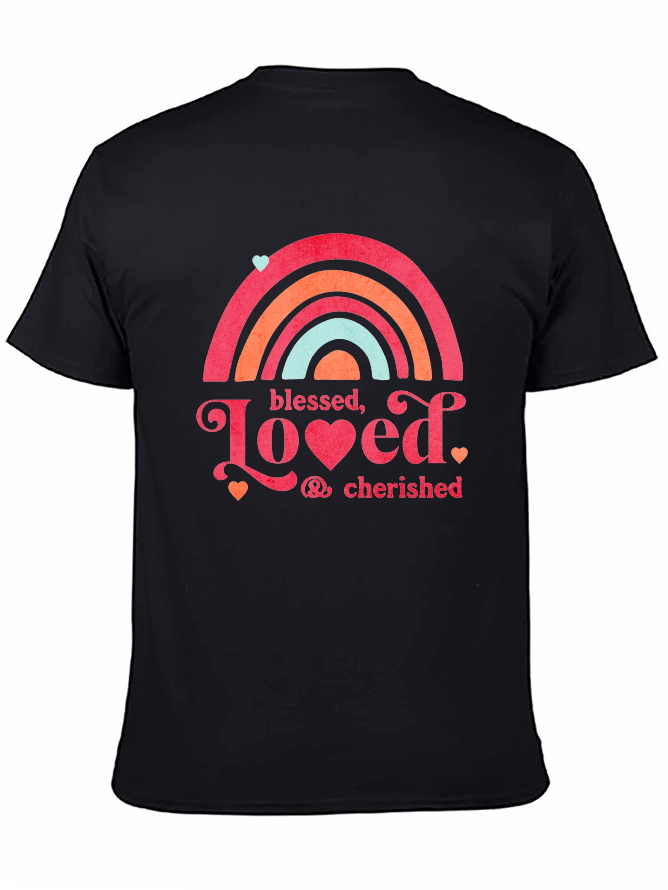 Black Blessed Loved Cherished T-Shirt, Black Tee view 4