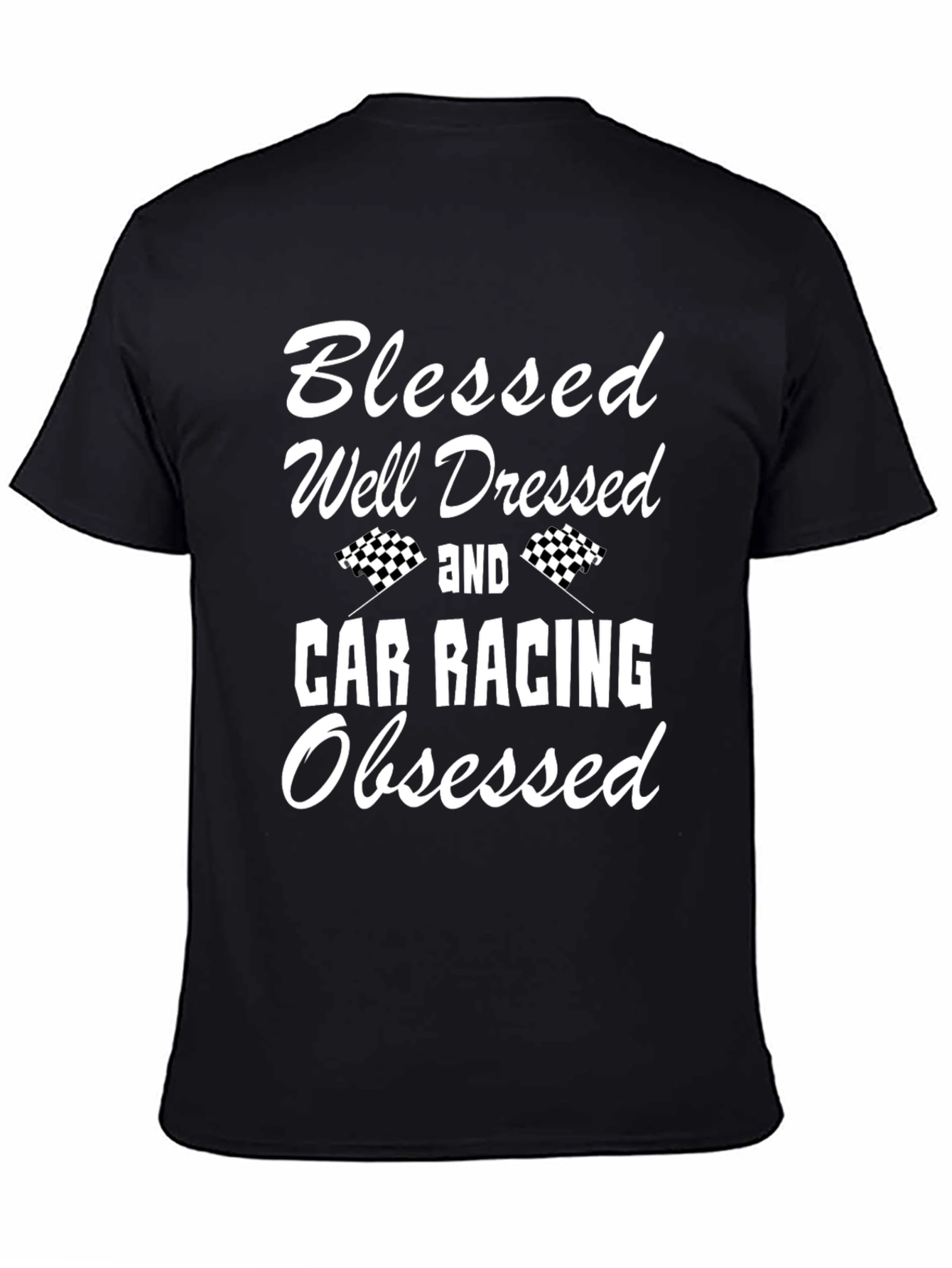 Black Blessed Car Racing Obsessed T-Shirt view 4