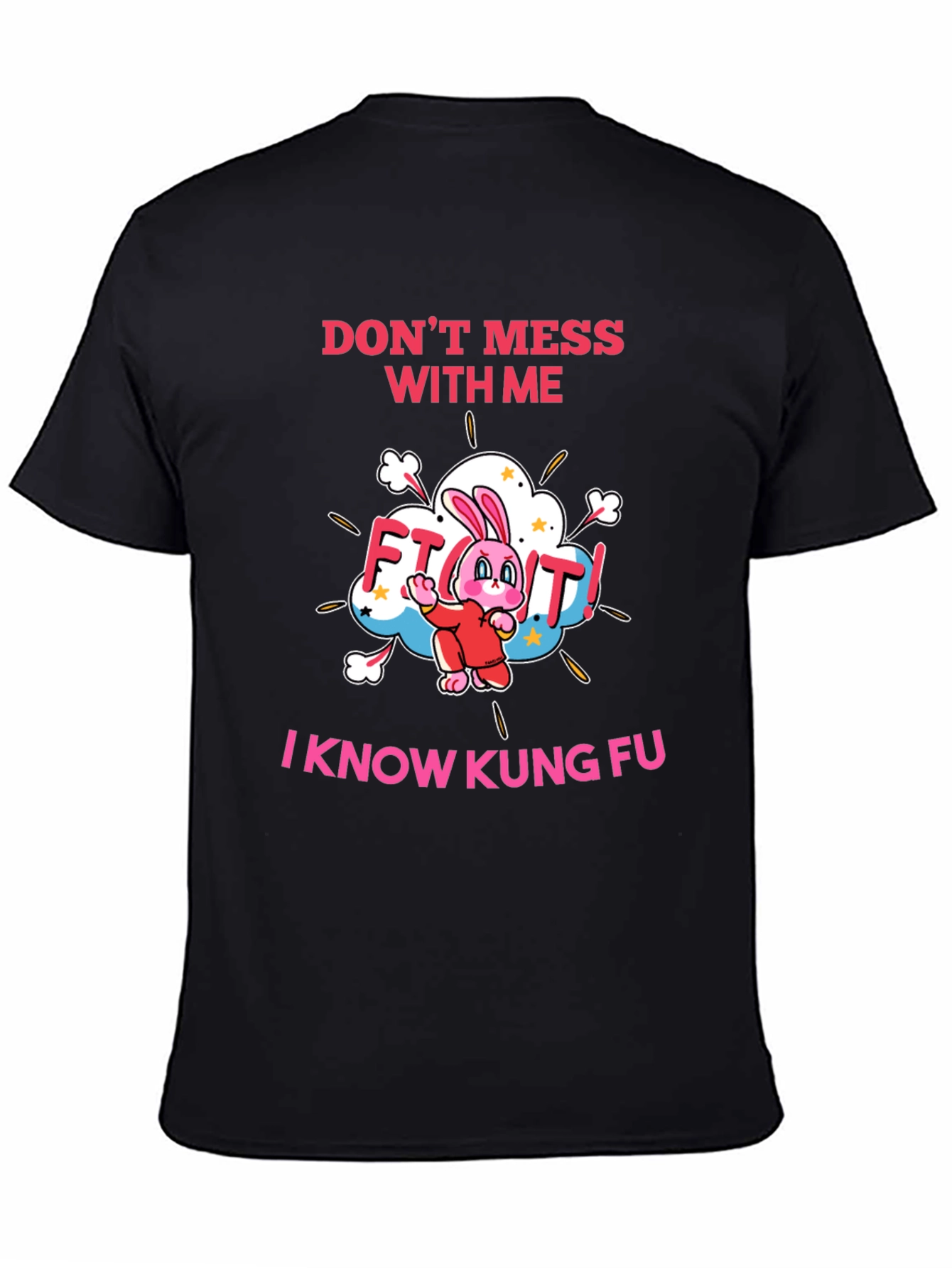 Black Kung Fu Rabbit Graphic T-Shirt view 4