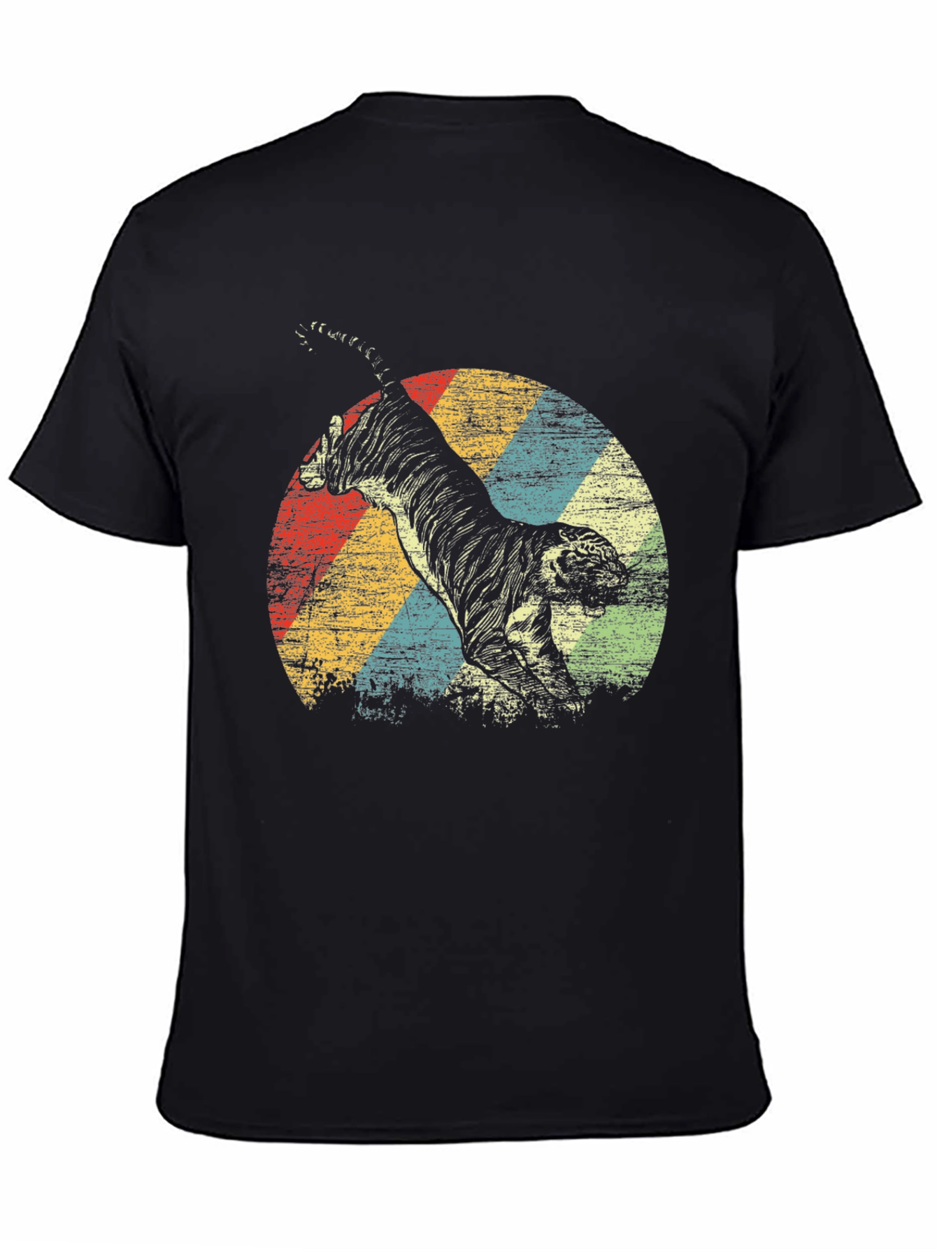 Black Vintage Tiger Graphic Tee - Black view 4