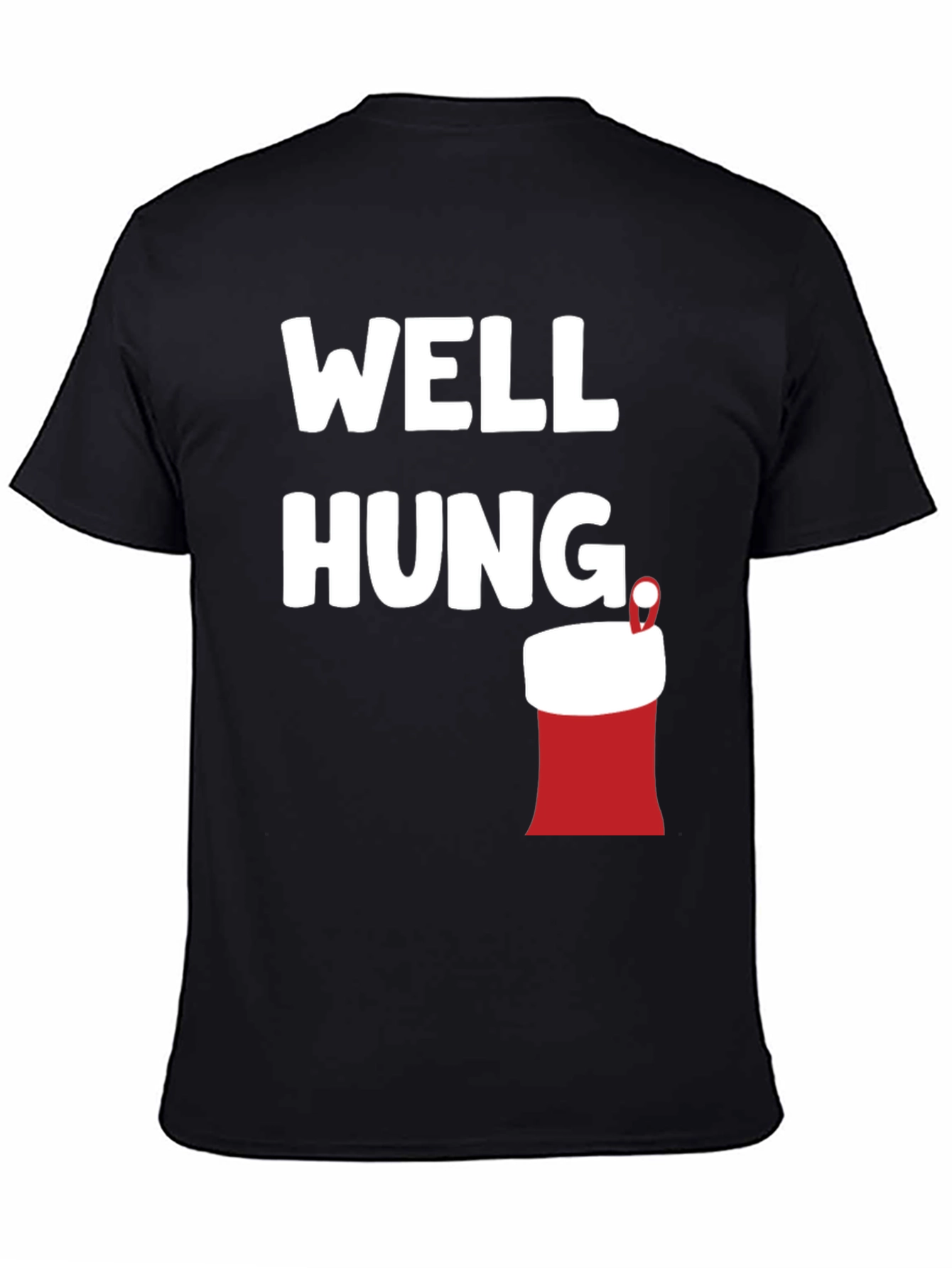 Black Well Hung Christmas Stocking Graphic T-Shirt view 4