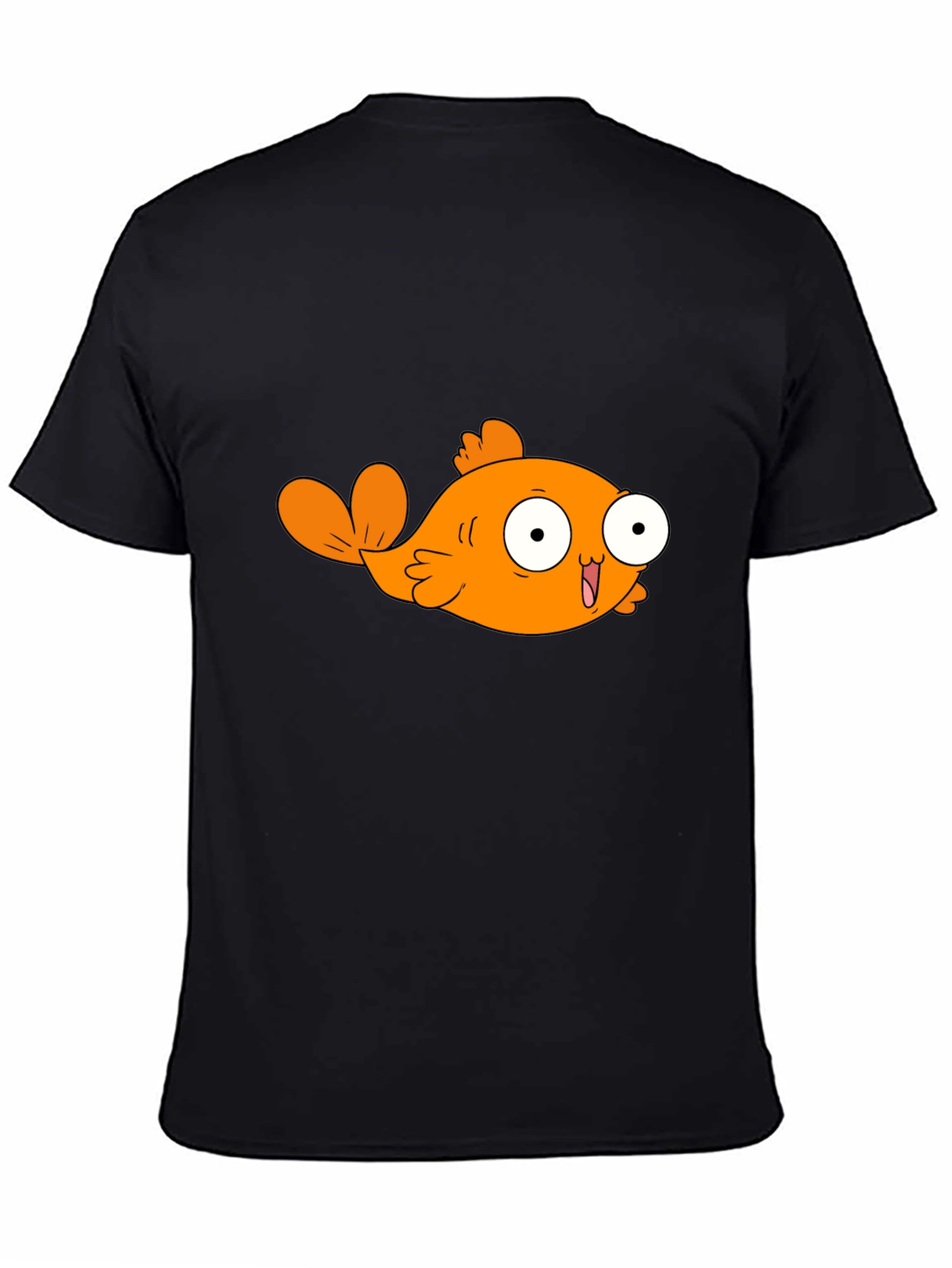 Black Cartoon Orange Fish Graphic T-Shirt view 4
