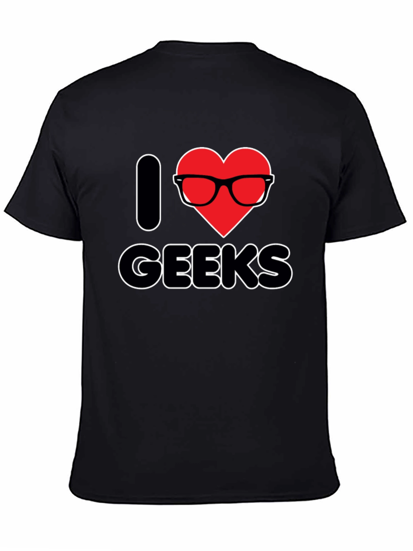 Black I Heart Geeks T-Shirt - Black Graphic Tee view 4