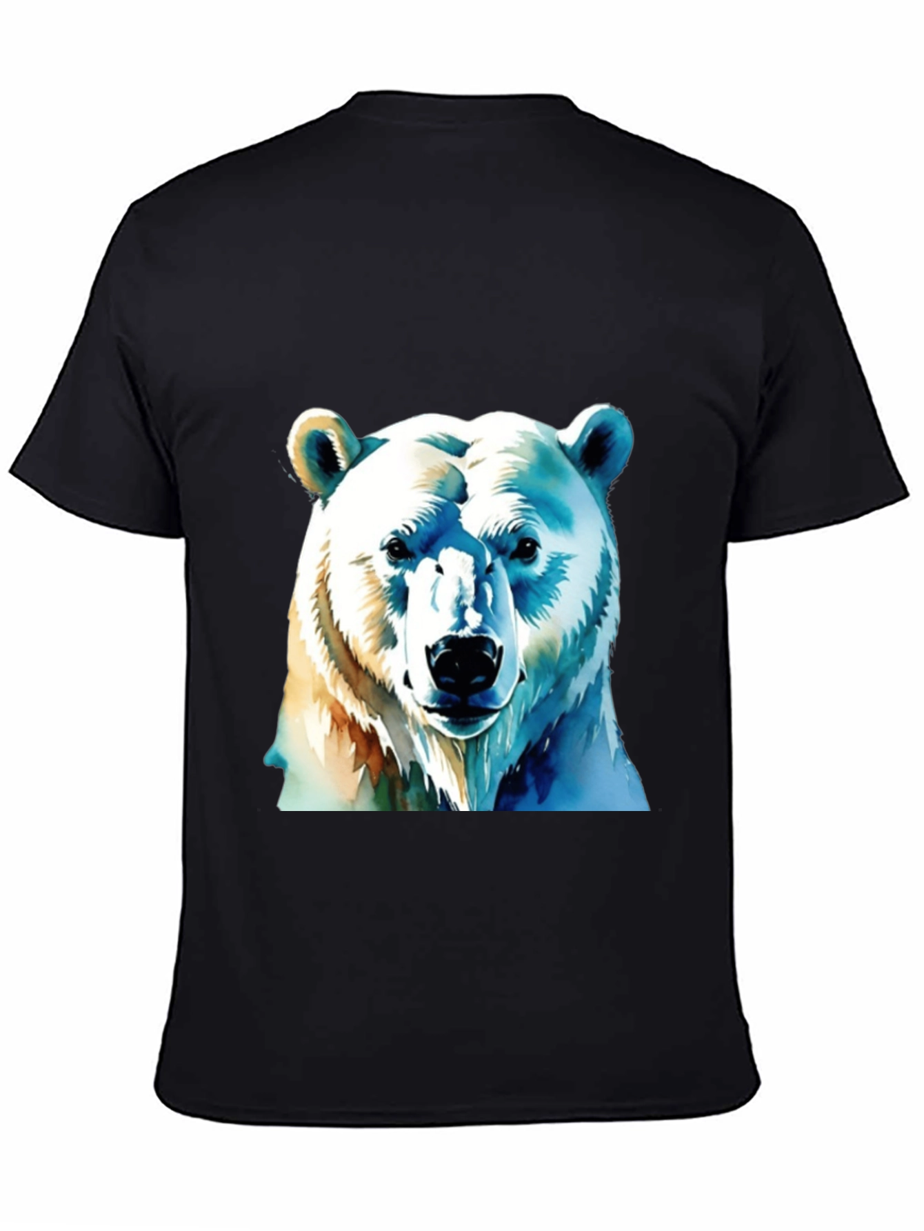 Black Polar Bear Graphic Tee - Black Cotton T-Shirt view 4