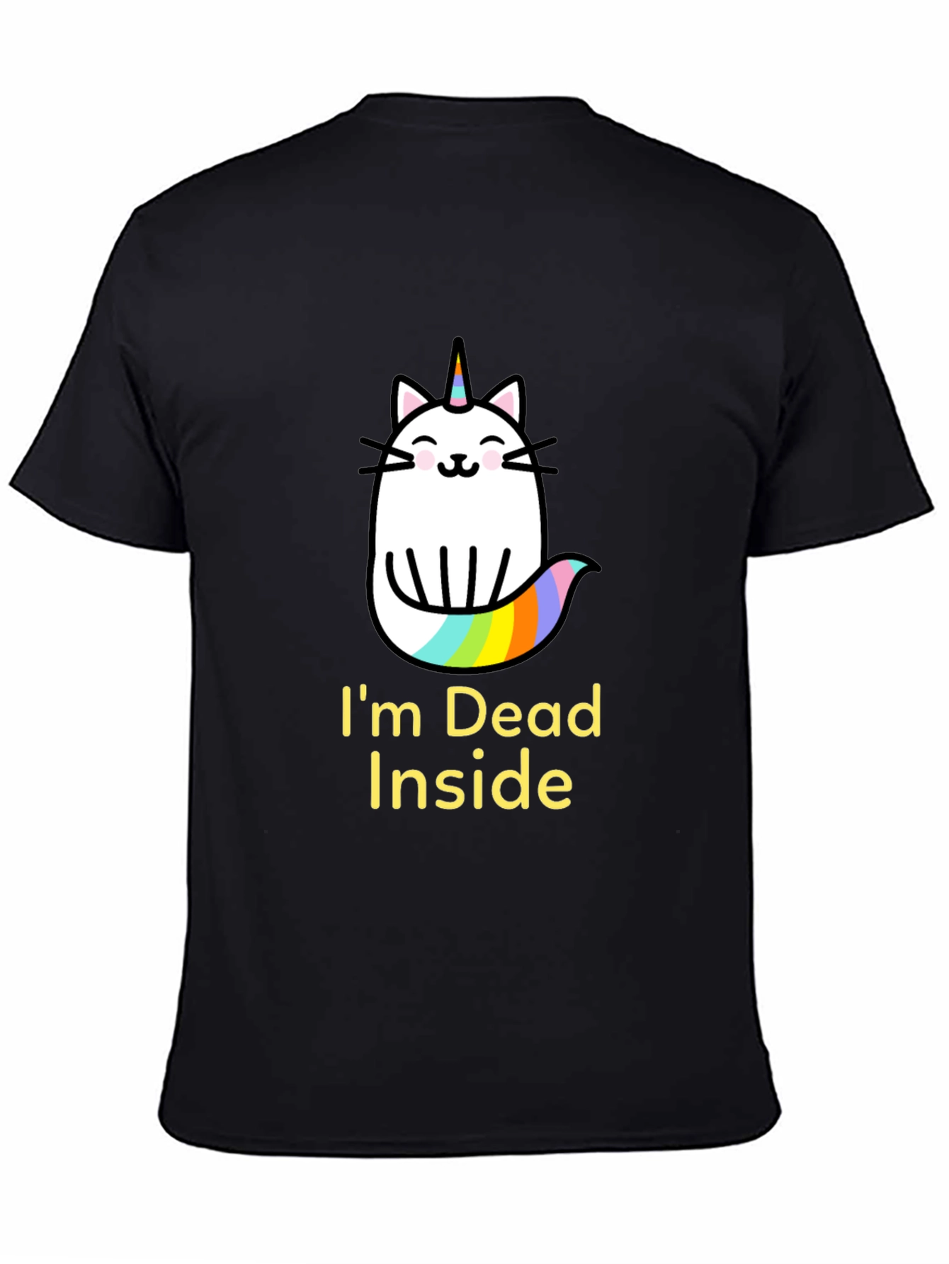 Black Dead Inside Unicorn Cat Graphic Tee view 4