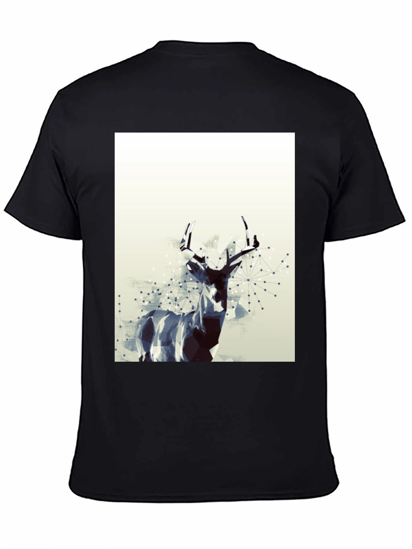 Black Geometric Deer Graphic T-Shirt - Modern Art Tee view 4