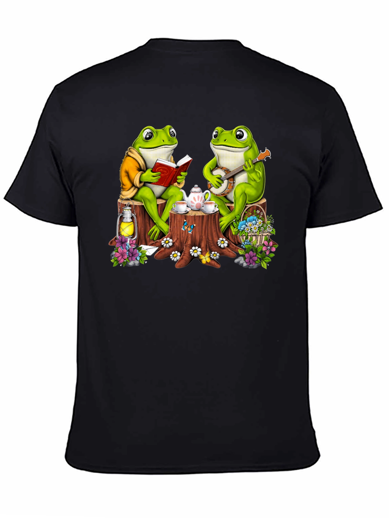 Black Frog Tea Party T-Shirt - Whimsical Design view 4