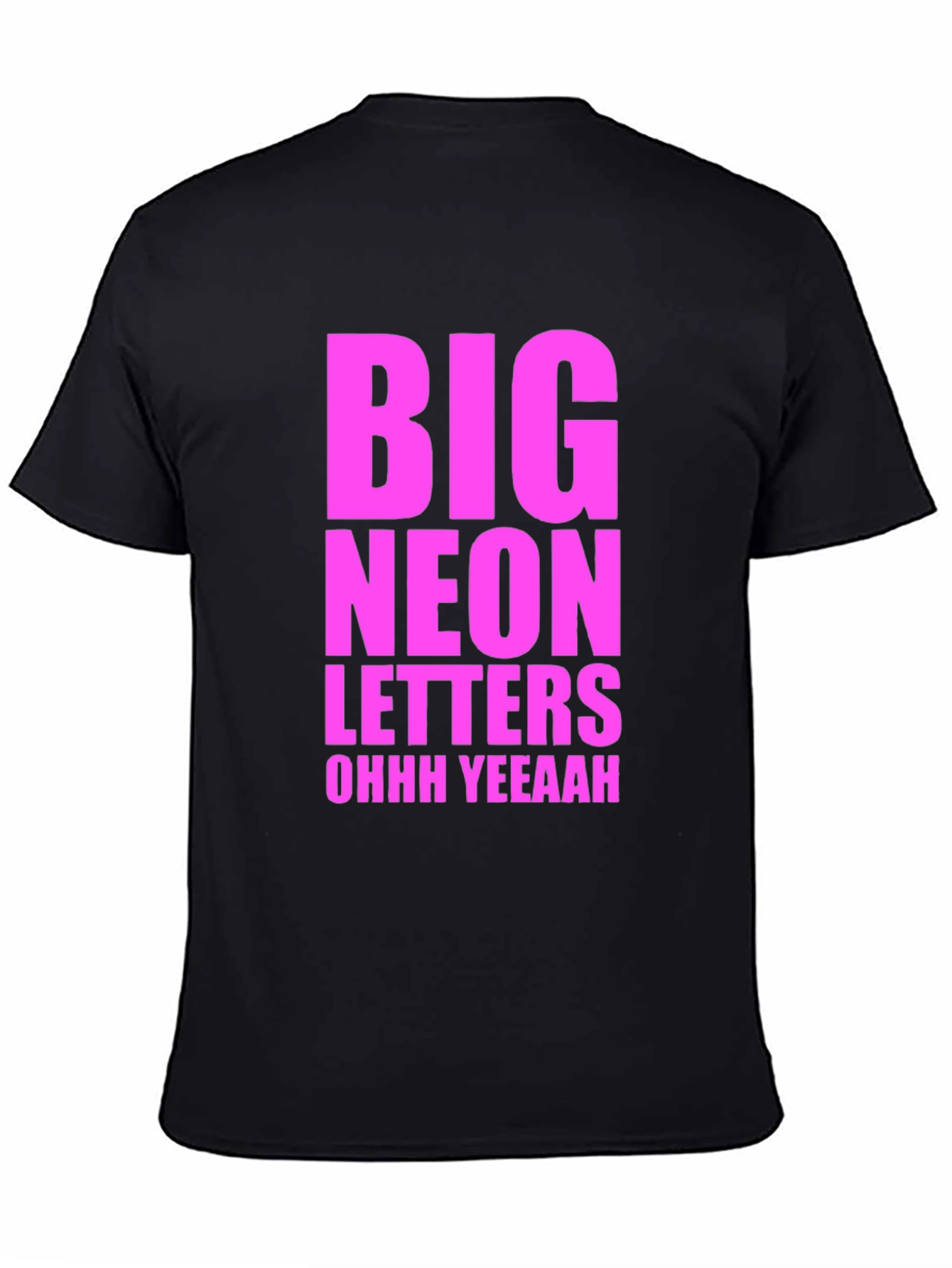 Black Big Neon Letters Graphic Tee - Black Cotton T-Shirt view 4