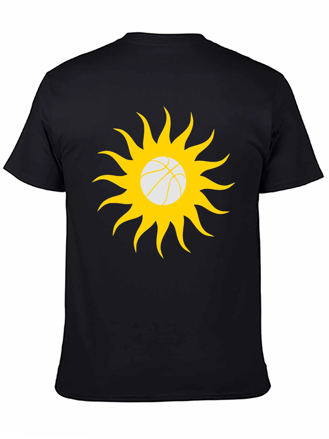 Black Basketball Sun Graphic T-Shirt - Black Cotton Tee view 4