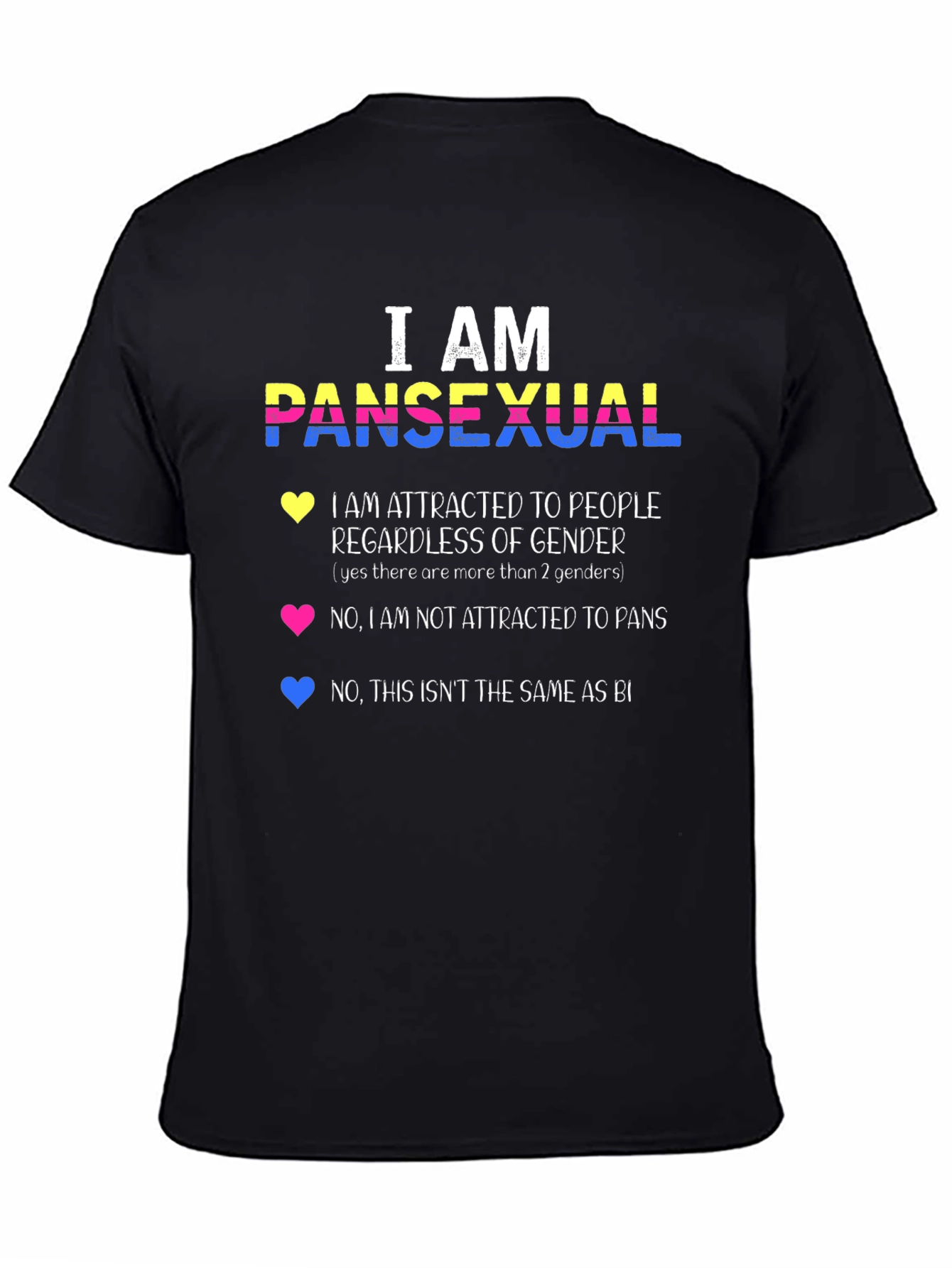 Black Pansexual Pride T-Shirt - Attracted to People, Not Pans! view 4