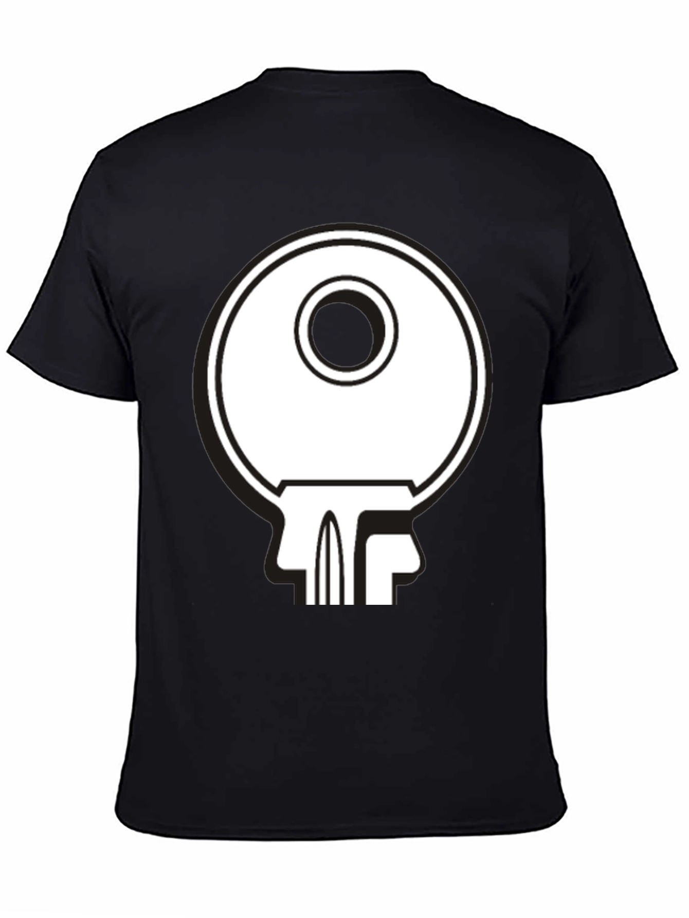Black Abstract Key Graphic Print T-Shirt - Black view 4